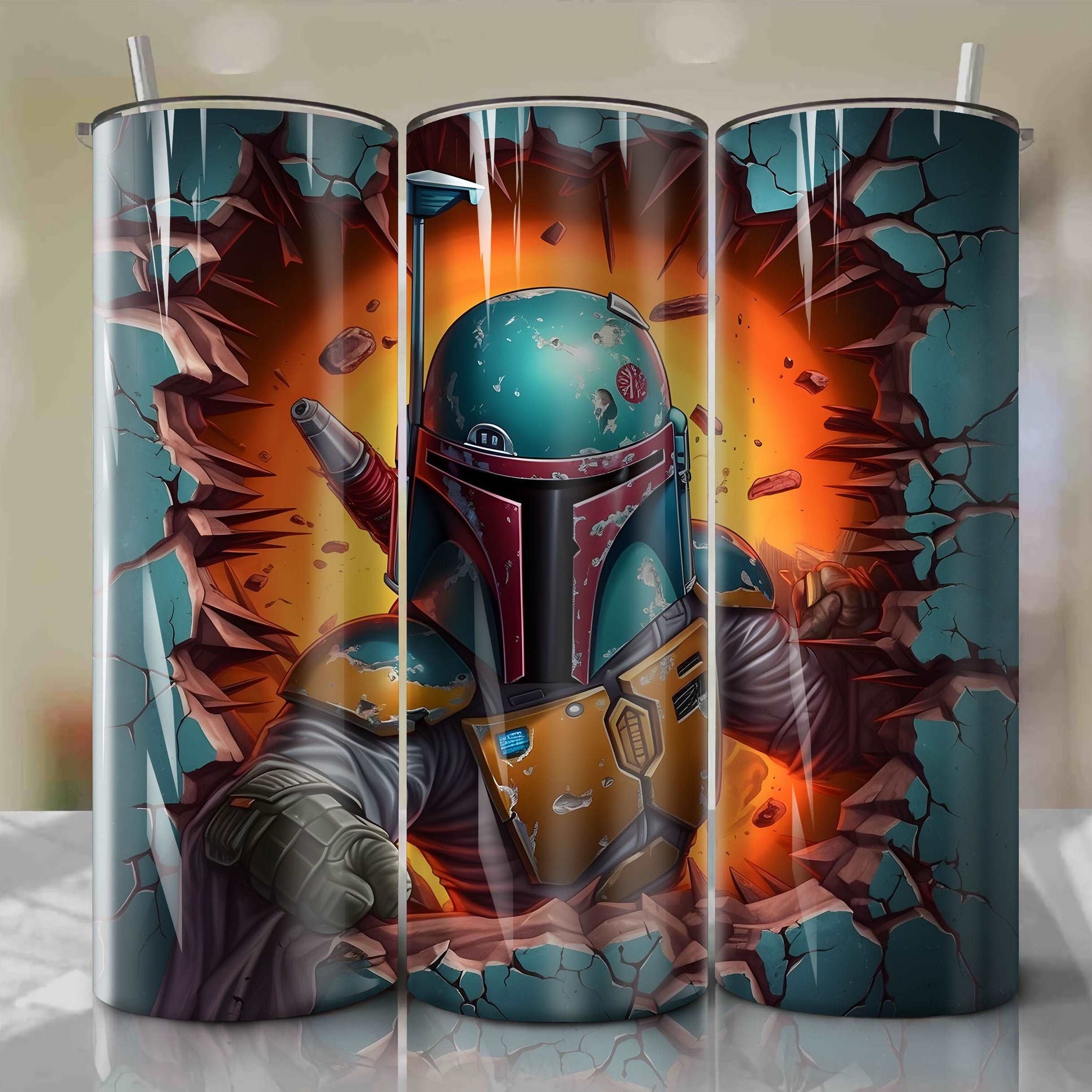 Star Wars Crack 3D Skinny Tumbler 20oz Wrap PNG - Sublimation - Digital Download