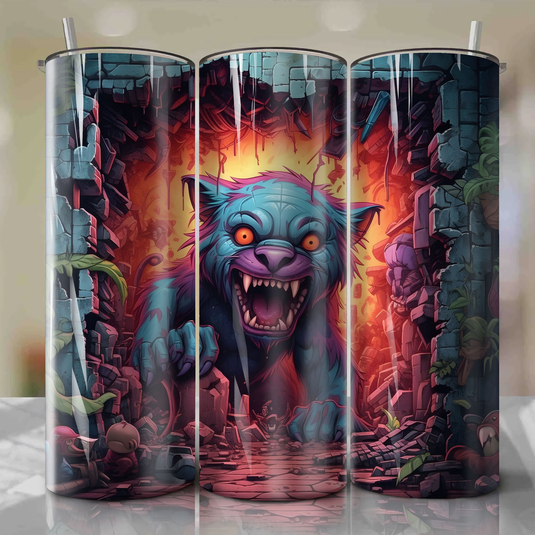 The Jungle Book - Mowgli Crack 3D Skinny Tumbler 20oz Wrap PNG - Sublimation - Digital Download