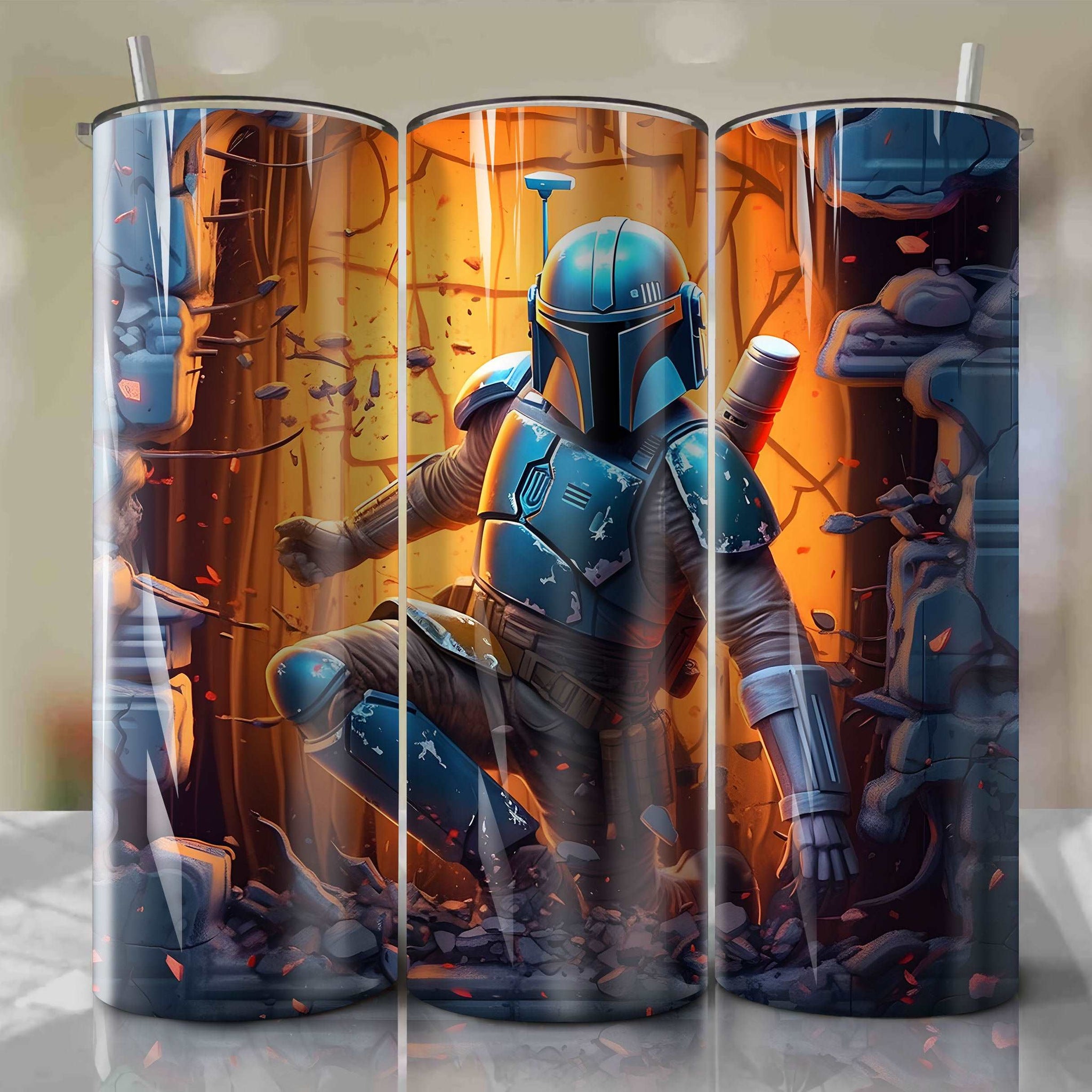 Star Wars Crack 3D Skinny Tumbler 20oz Wrap PNG - Sublimation - Digital Download