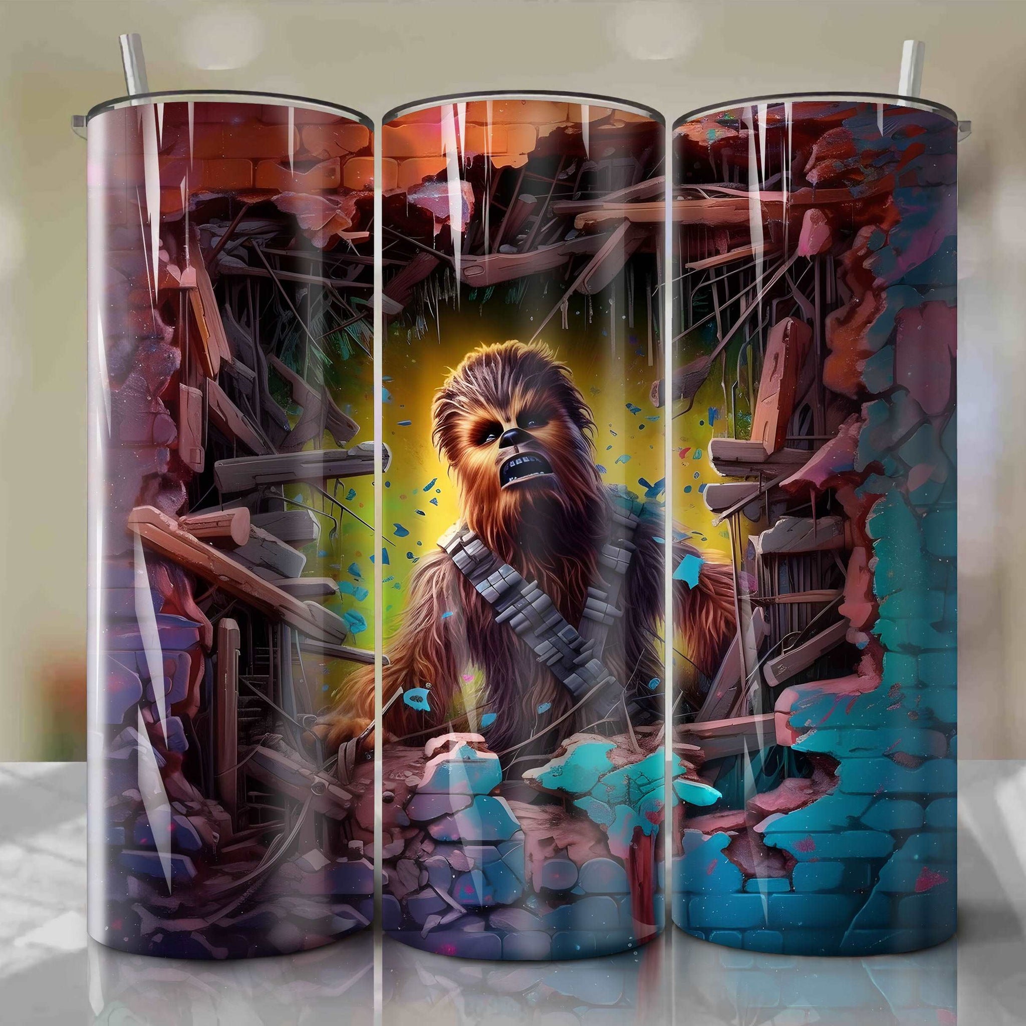 Star Wars Crack 3D Skinny Tumbler 20oz Wrap PNG - Sublimation - Digital Download