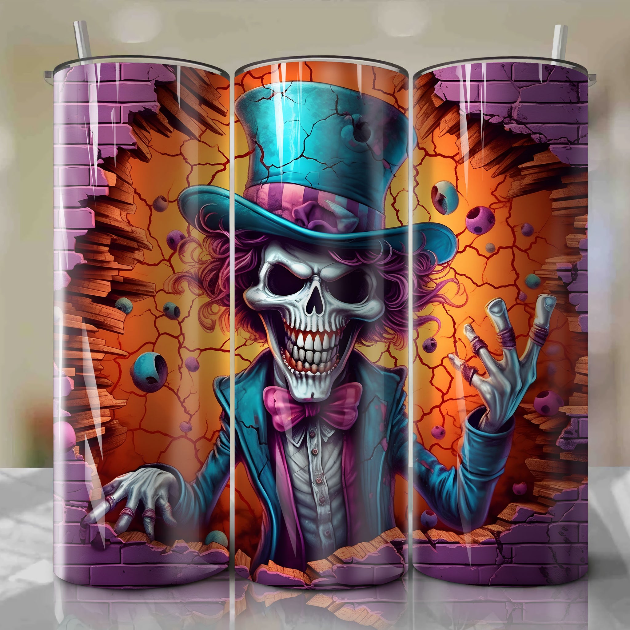 Dr. Facilier Crack 3D Skinny Tumbler 20oz Wrap PNG - Sublimation - Digital Download