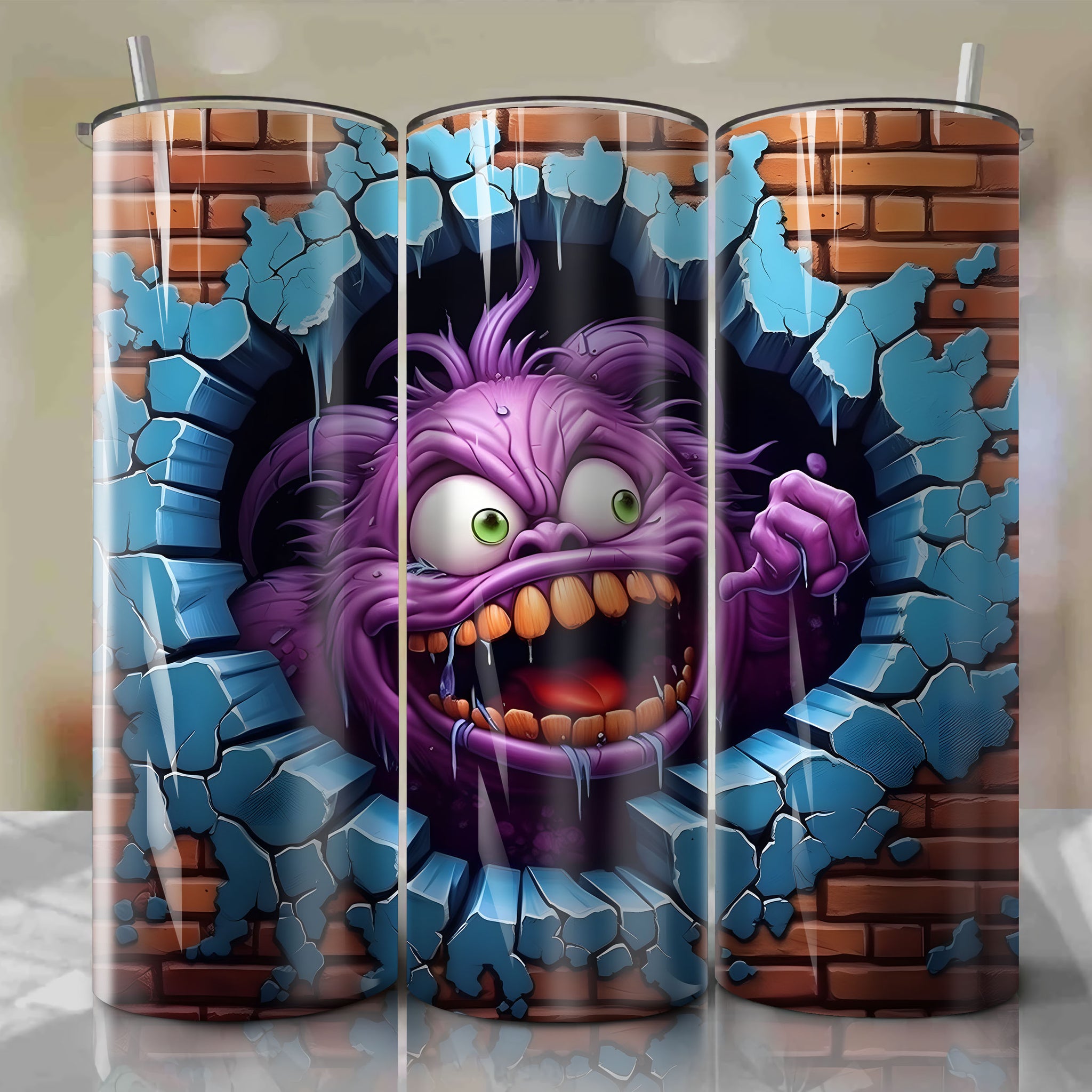 Madam Mim Crack 3D Skinny Tumbler 20oz Wrap PNG - Sublimation - Digital Download