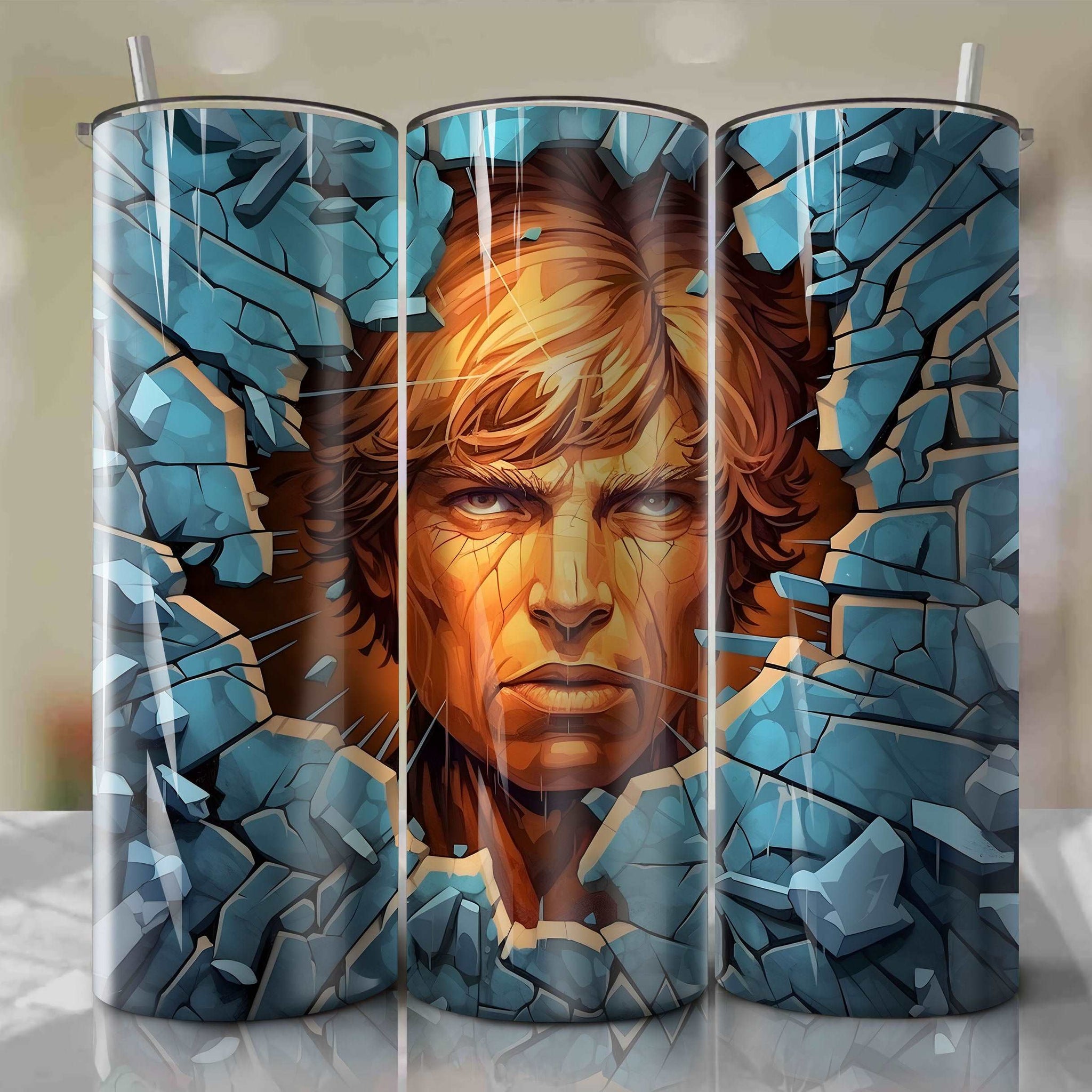 Star Wars Crack 3D Skinny Tumbler 20oz Wrap PNG - Sublimation - Digital Download