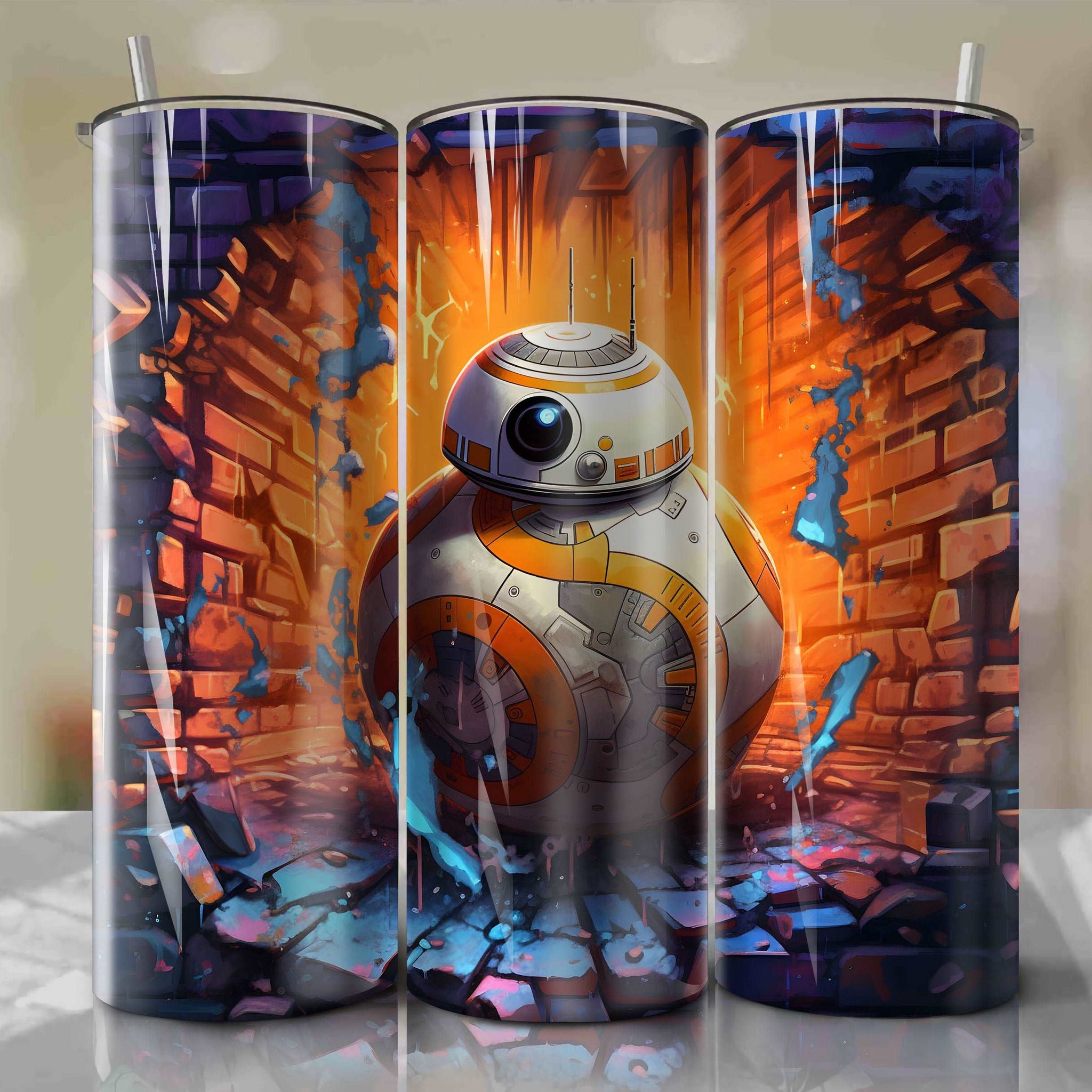 Star Wars Crack 3D Skinny Tumbler 20oz Wrap PNG - Sublimation - Digital Download