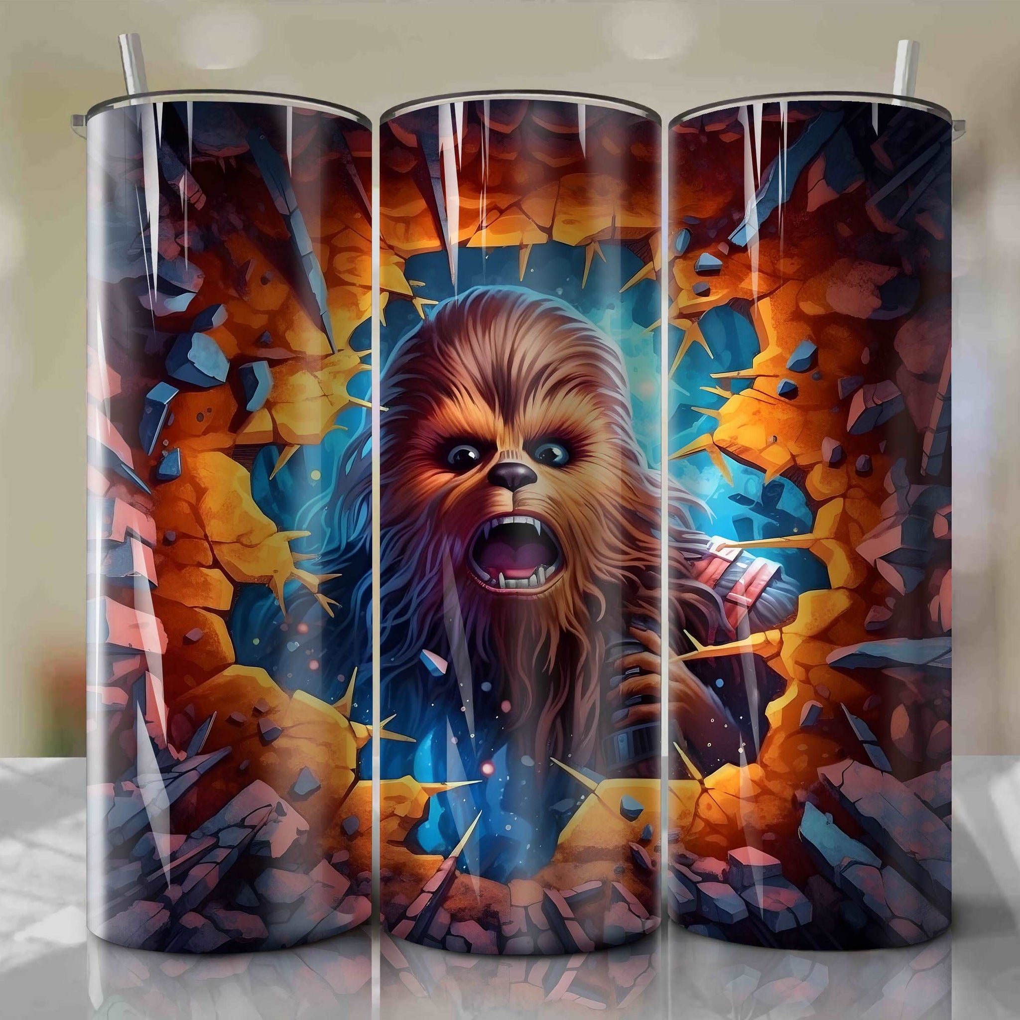 Star Wars Crack 3D Skinny Tumbler 20oz Wrap PNG - Sublimation - Digital Download