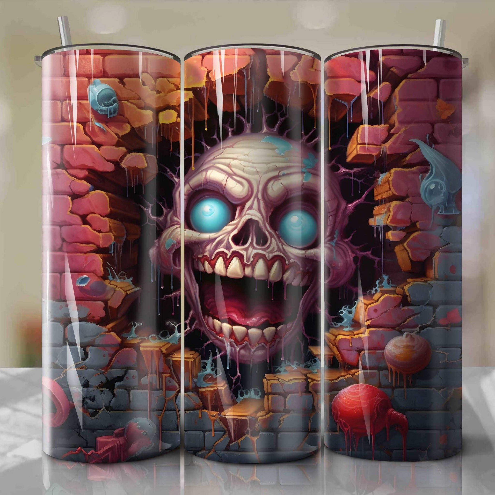 Gaston Crack 3D Skinny Tumbler 20oz Wrap PNG - Sublimation - Digital Download