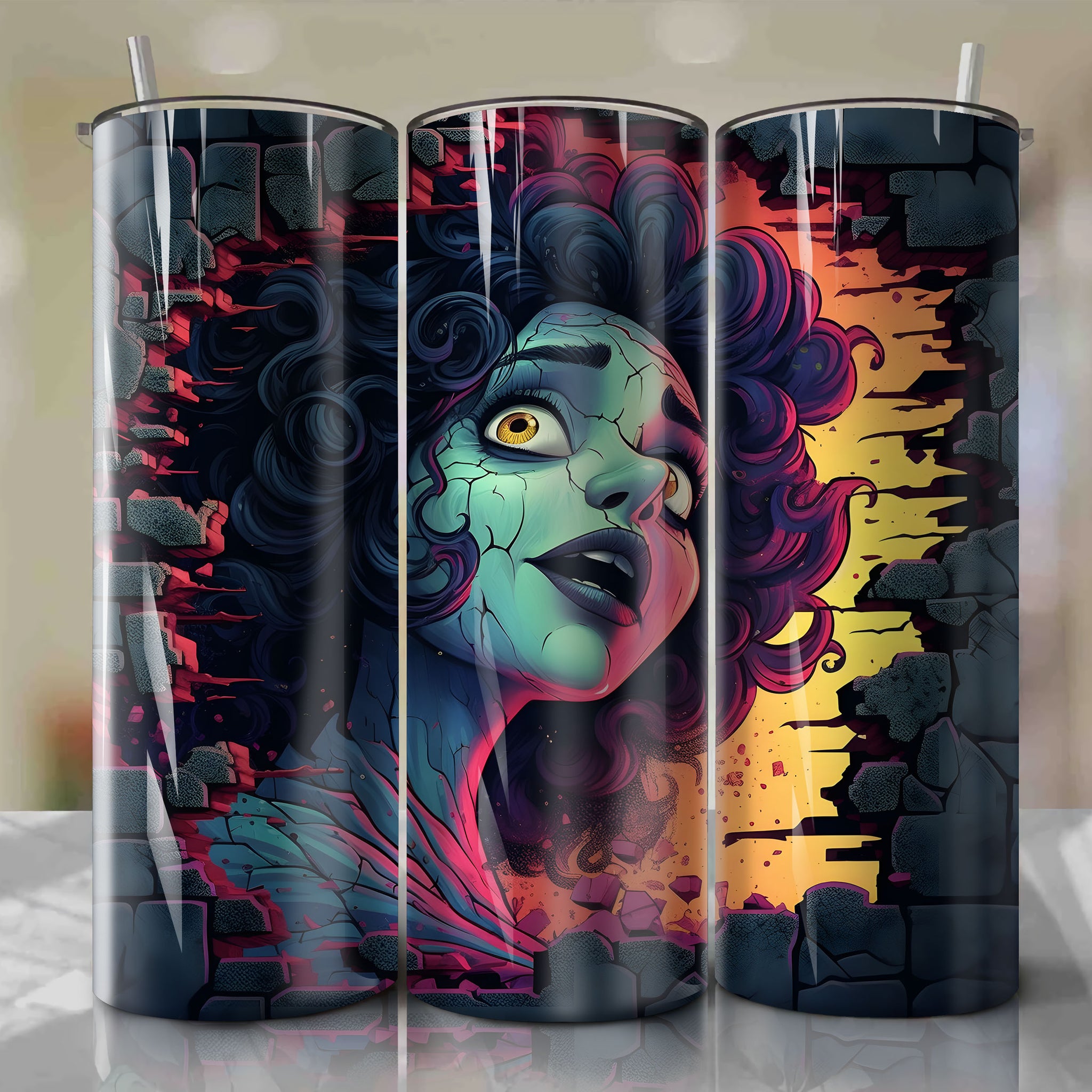 Mother Gothel Crack 3D Skinny Tumbler 20oz Wrap PNG - Sublimation - Digital Download