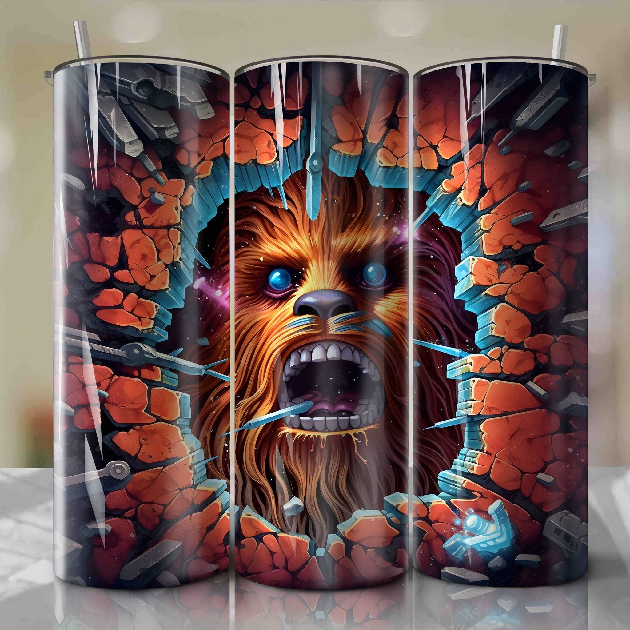 Star Wars Crack 3D Skinny Tumbler 20oz Wrap PNG - Sublimation - Digital Download