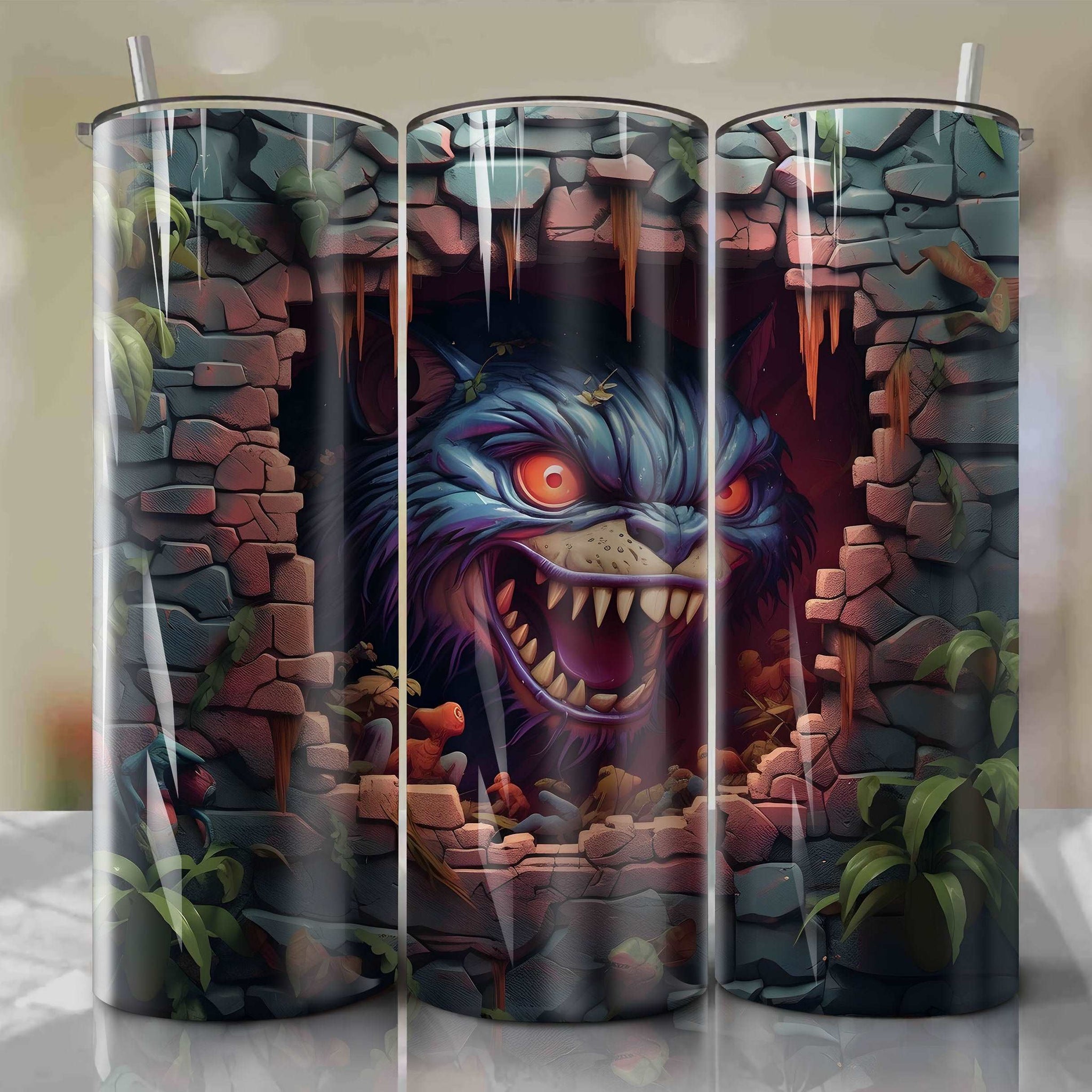 The Jungle Book - Mowgli Crack 3D Skinny Tumbler 20oz Wrap PNG - Sublimation - Digital Download