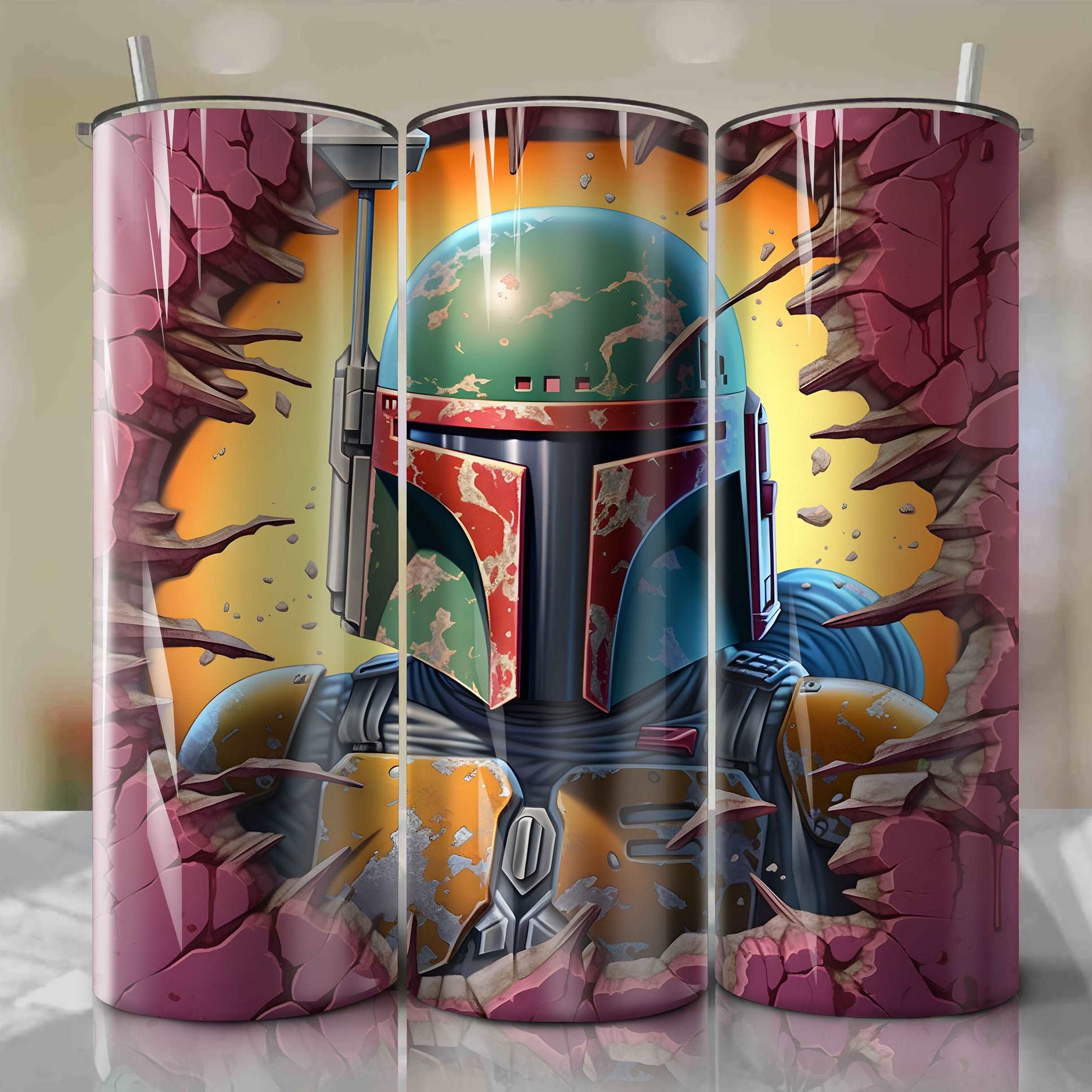 Star Wars Crack 3D Skinny Tumbler 20oz Wrap PNG - Sublimation - Digital Download