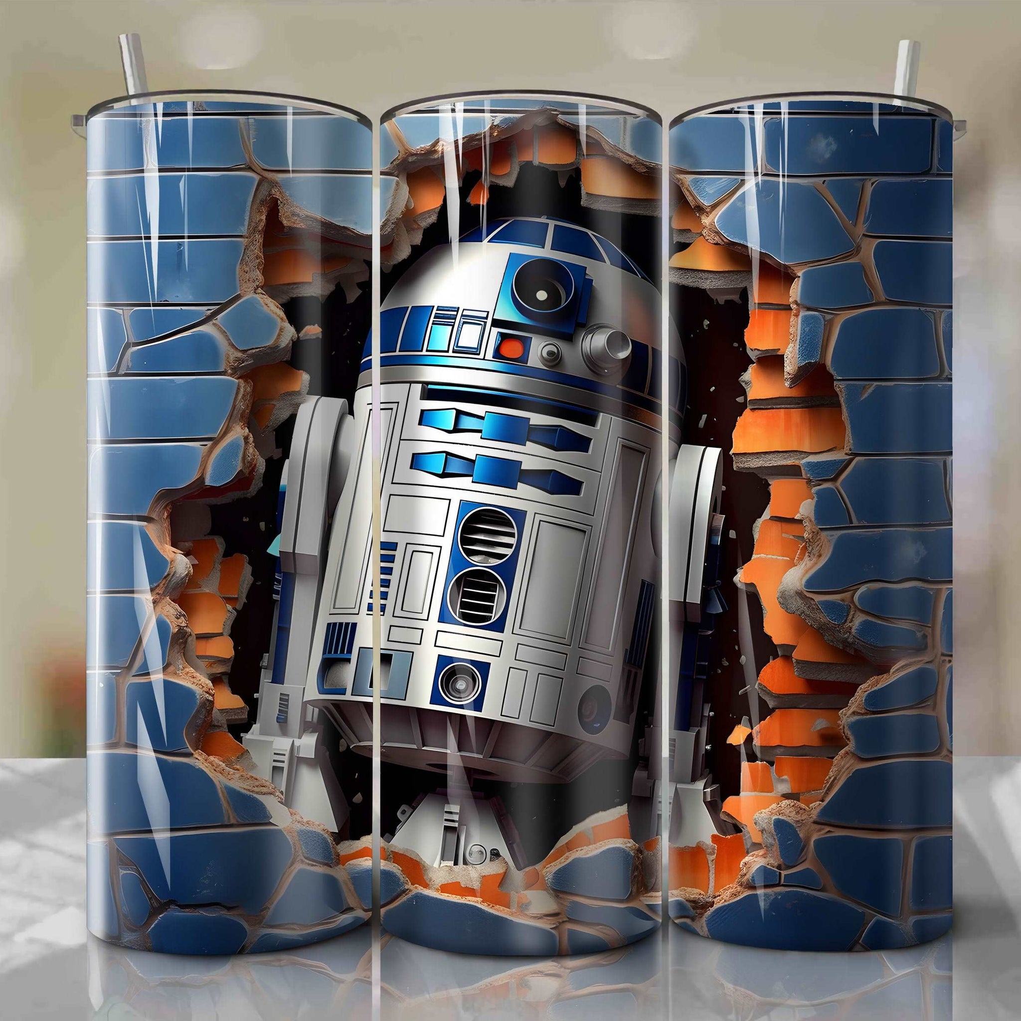 Star Wars Crack 3D Skinny Tumbler 20oz Wrap PNG - Sublimation - Digital Download