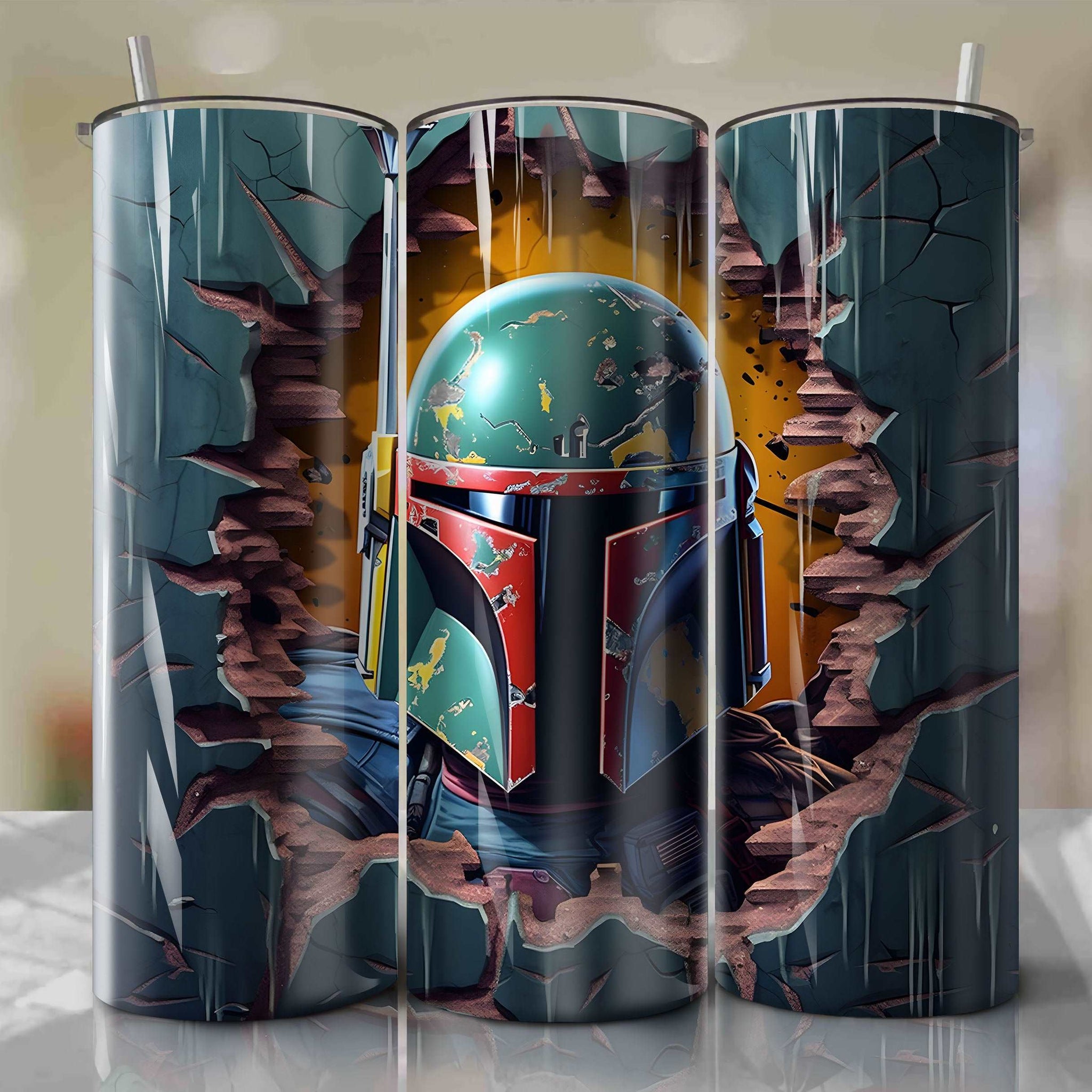 Star Wars Crack 3D Skinny Tumbler 20oz Wrap PNG - Sublimation - Digital Download