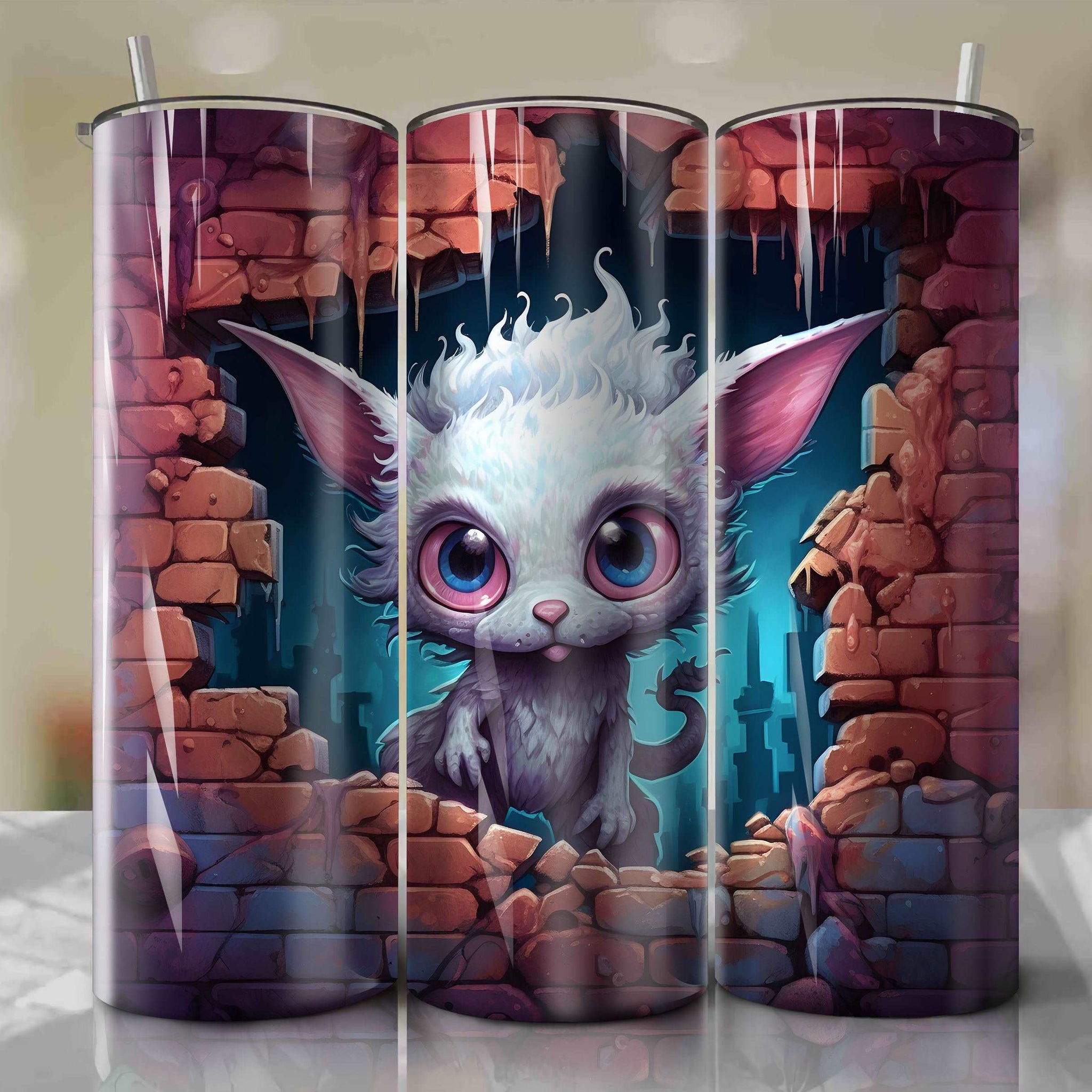 Bellwether Crack 3D Skinny Tumbler 20oz Wrap PNG - Sublimation - Digital Download