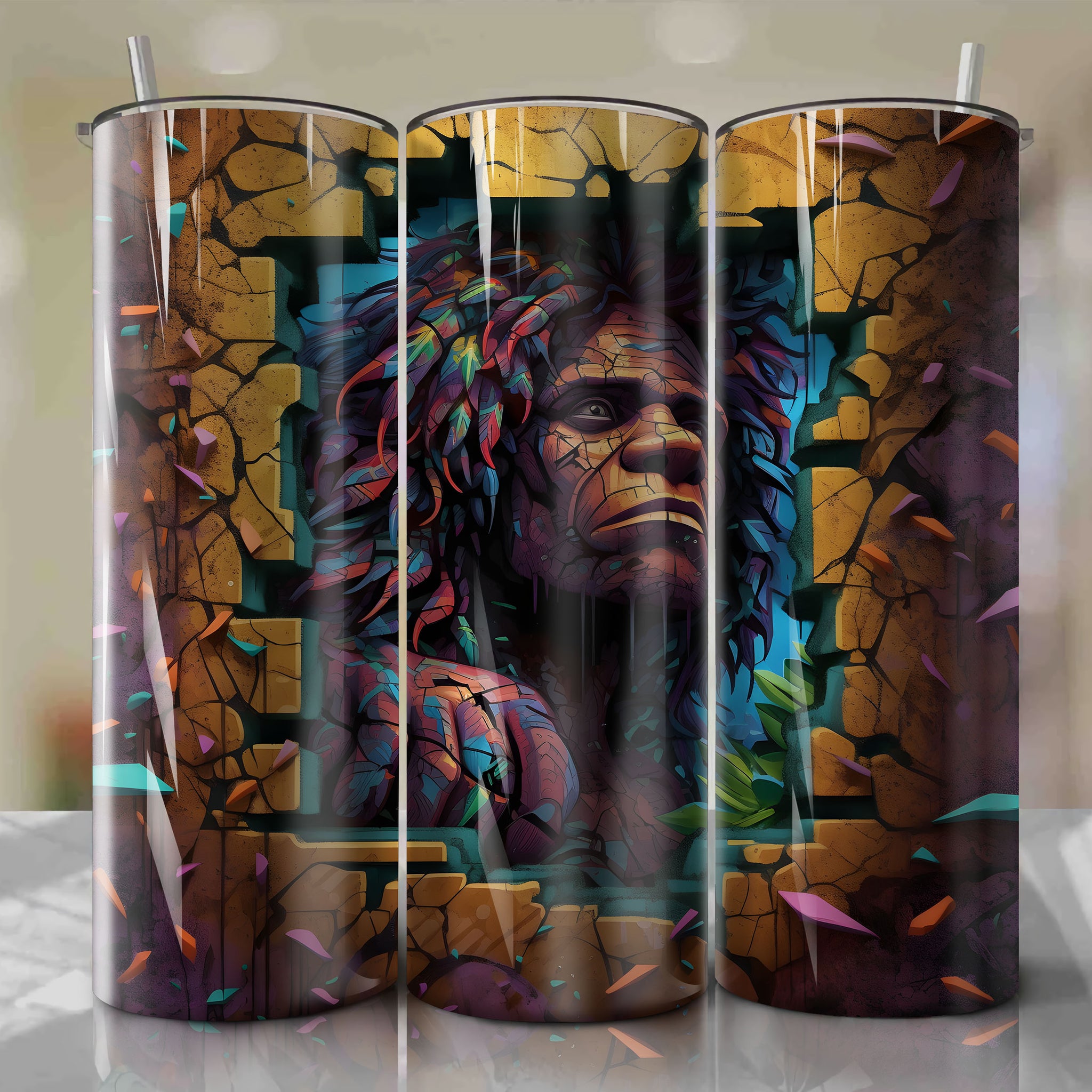 Tarzan Crack 3D Skinny Tumbler 20oz Wrap PNG - Sublimation - Digital Download