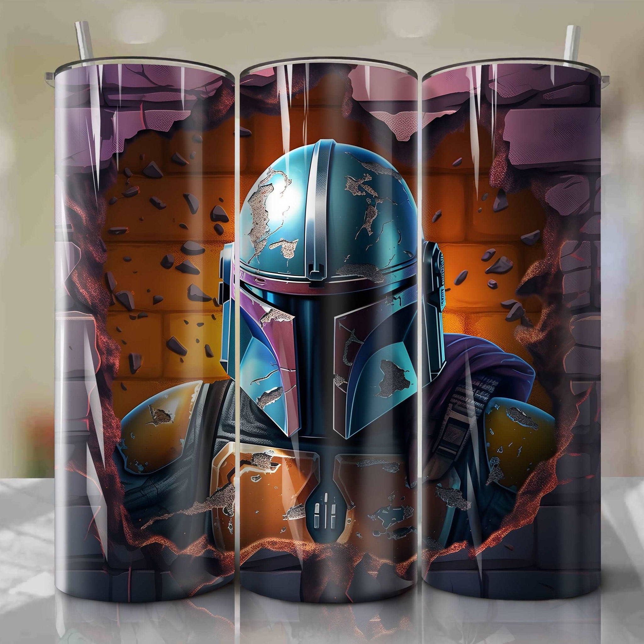 Star Wars Crack 3D Skinny Tumbler 20oz Wrap PNG - Sublimation - Digital Download