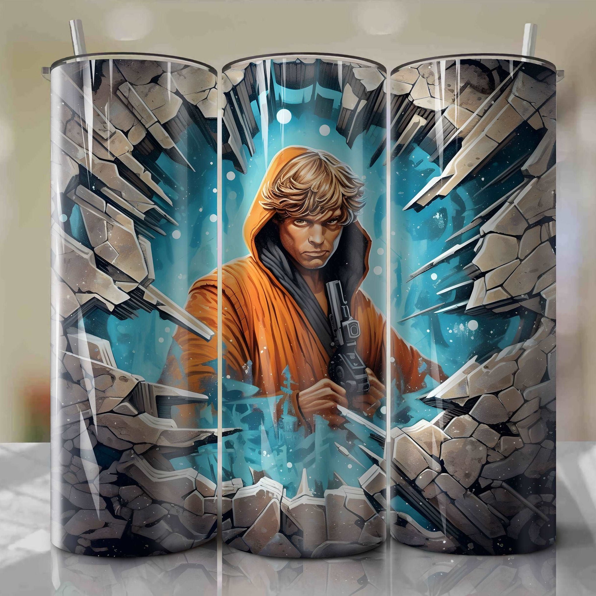 Star Wars Crack 3D Skinny Tumbler 20oz Wrap PNG - Sublimation - Digital Download