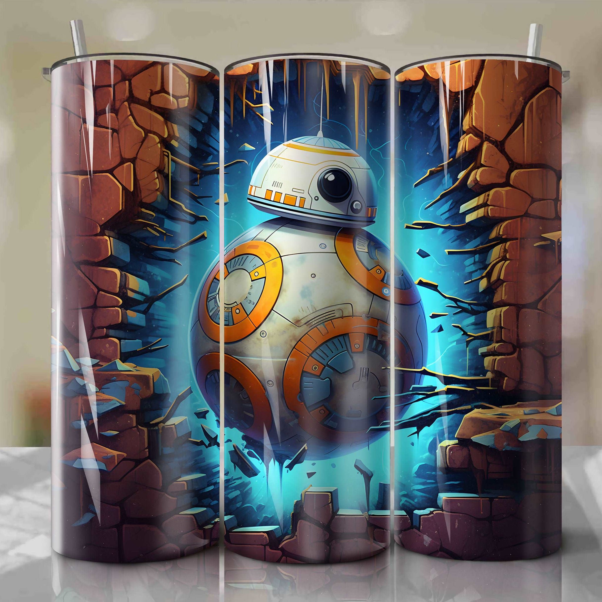 Star Wars Crack 3D Skinny Tumbler 20oz Wrap PNG - Sublimation - Digital Download