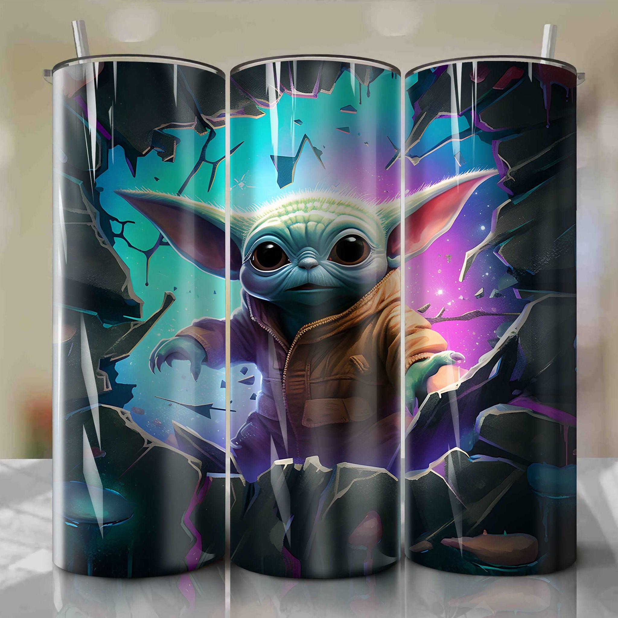 Star Wars Crack 3D Skinny Tumbler 20oz Wrap PNG - Sublimation - Digital Download