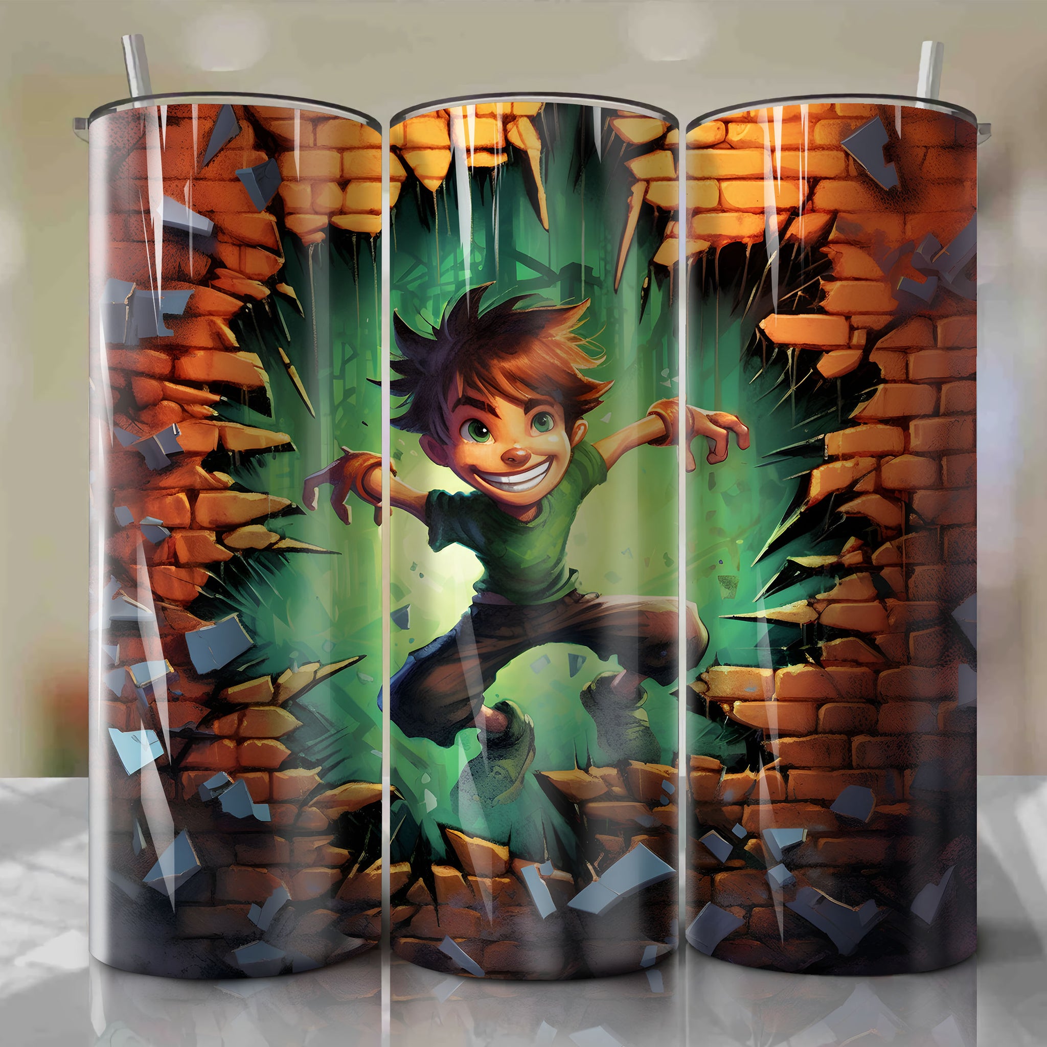 Peter Pan Crack 3D Skinny Tumbler 20oz Wrap PNG - Sublimation - Digital Download