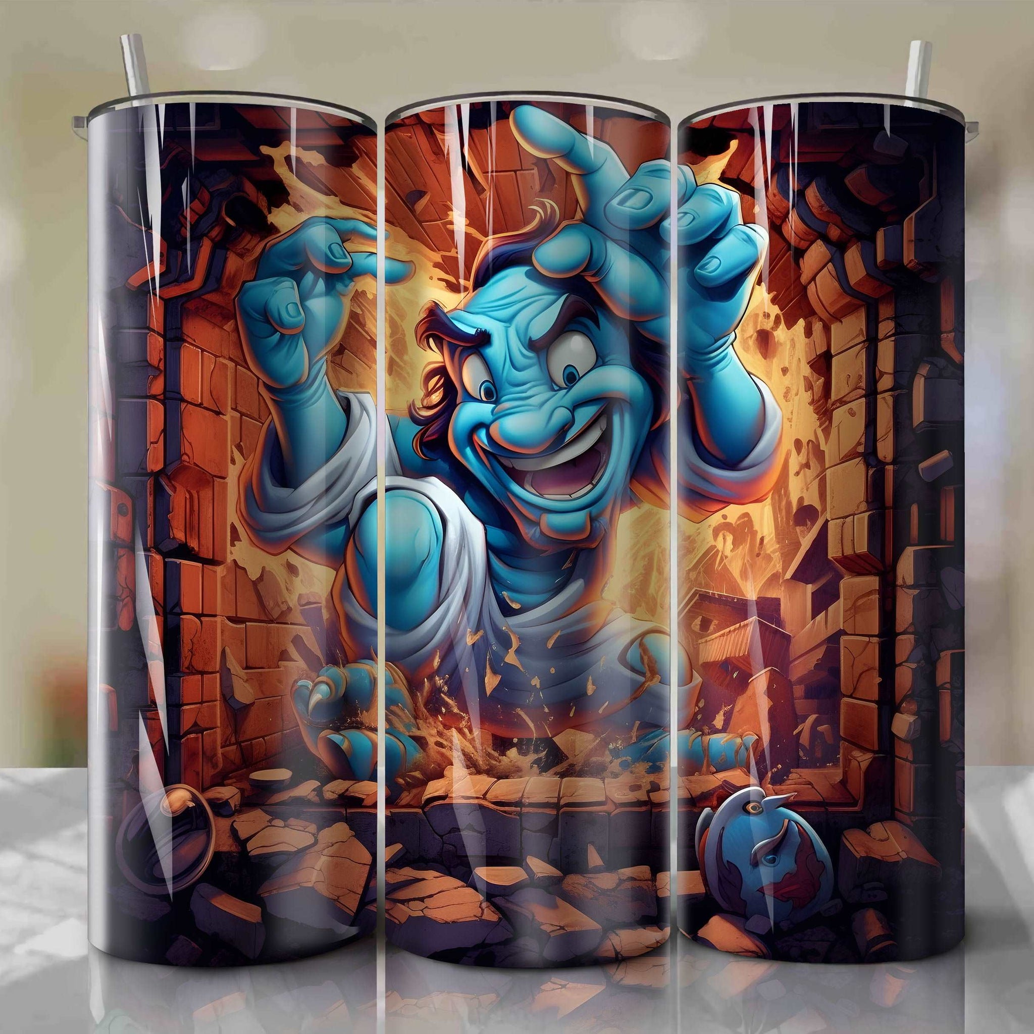 Aladdin Crack 3D Skinny Tumbler 20oz Wrap PNG - Sublimation - Digital Download