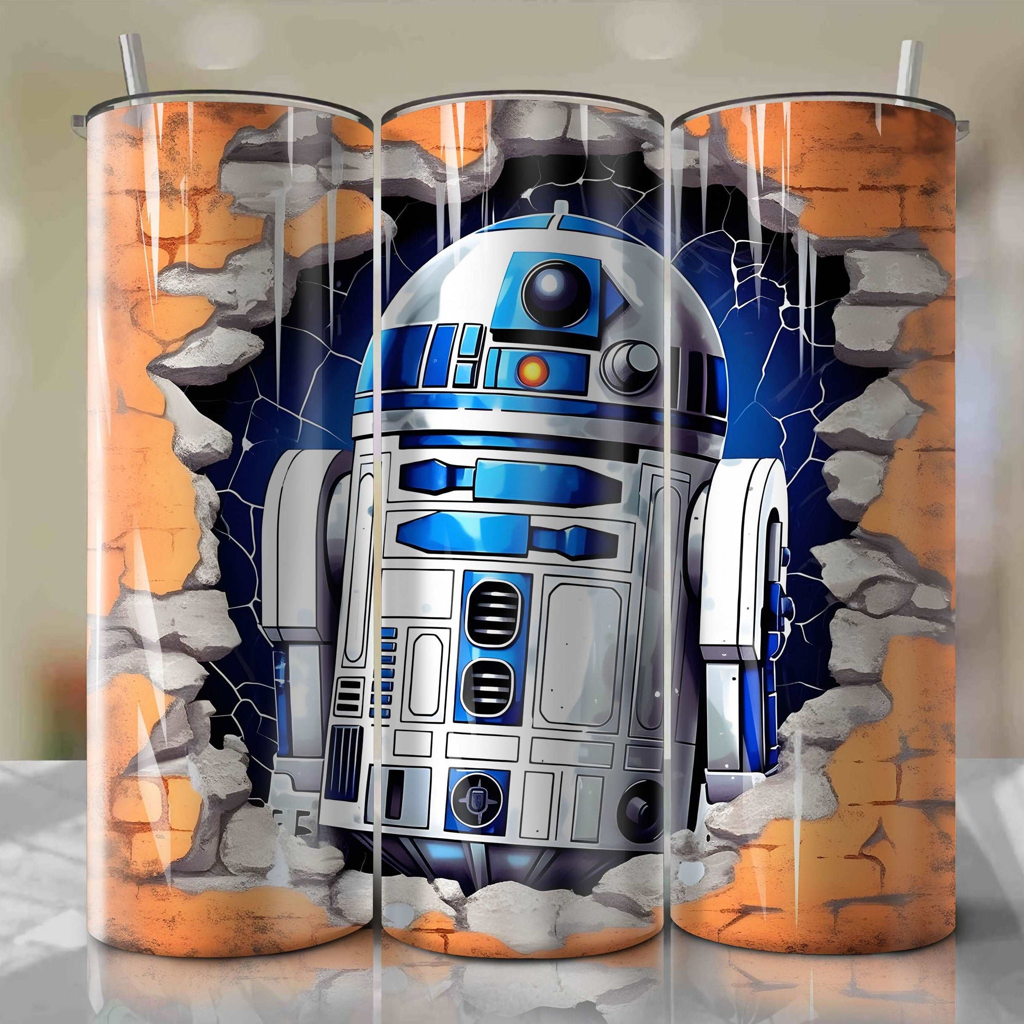 Star Wars Crack 3D Skinny Tumbler 20oz Wrap PNG - Sublimation - Digital Download