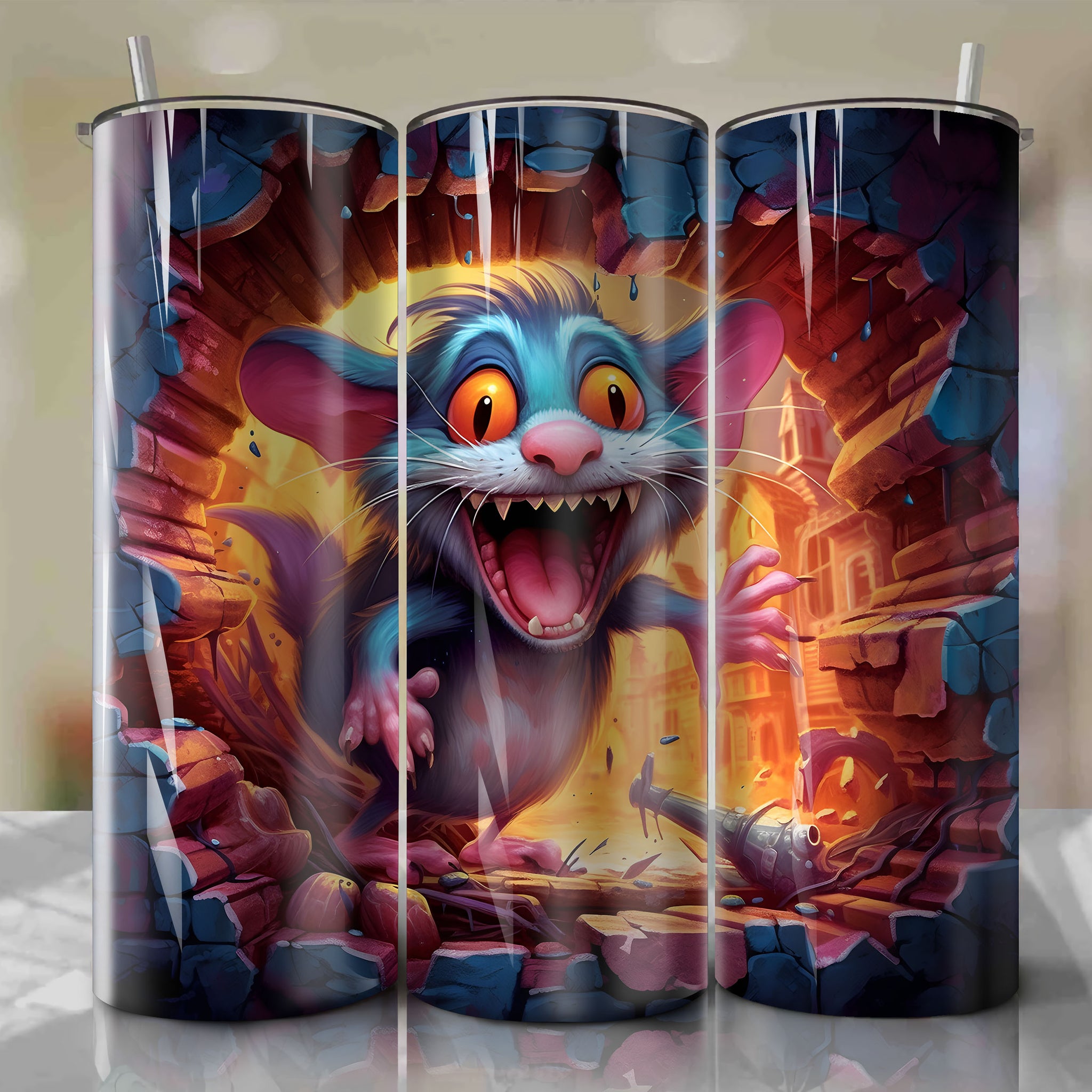 Ratatouille - Remy Crack 3D Skinny Tumbler 20oz Wrap PNG - Sublimation - Digital Download