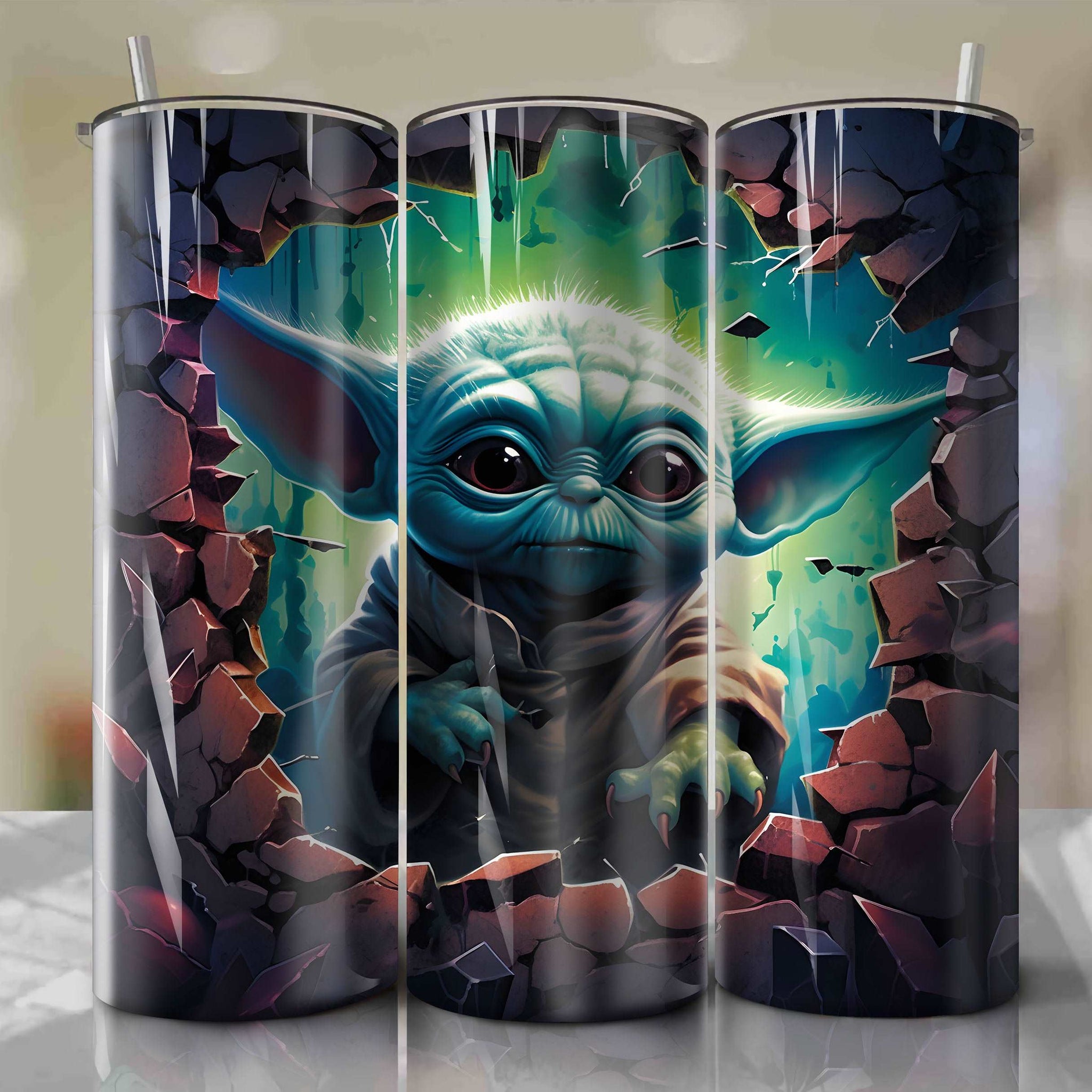 Star Wars Crack 3D Skinny Tumbler 20oz Wrap PNG - Sublimation - Digital Download