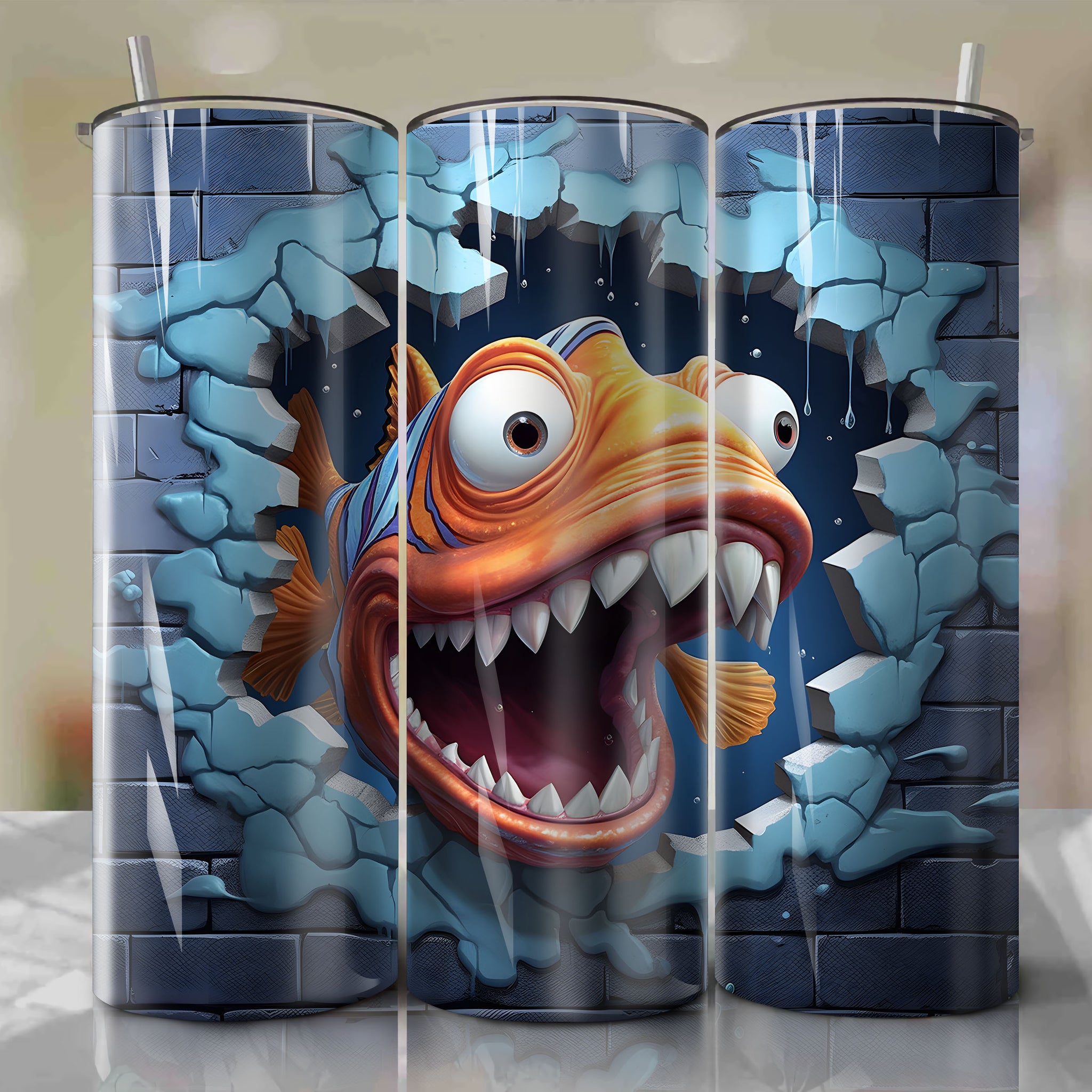 Finding Nemo - Nemo Crack 3D Skinny Tumbler 20oz Wrap PNG - Sublimation - Digital Download