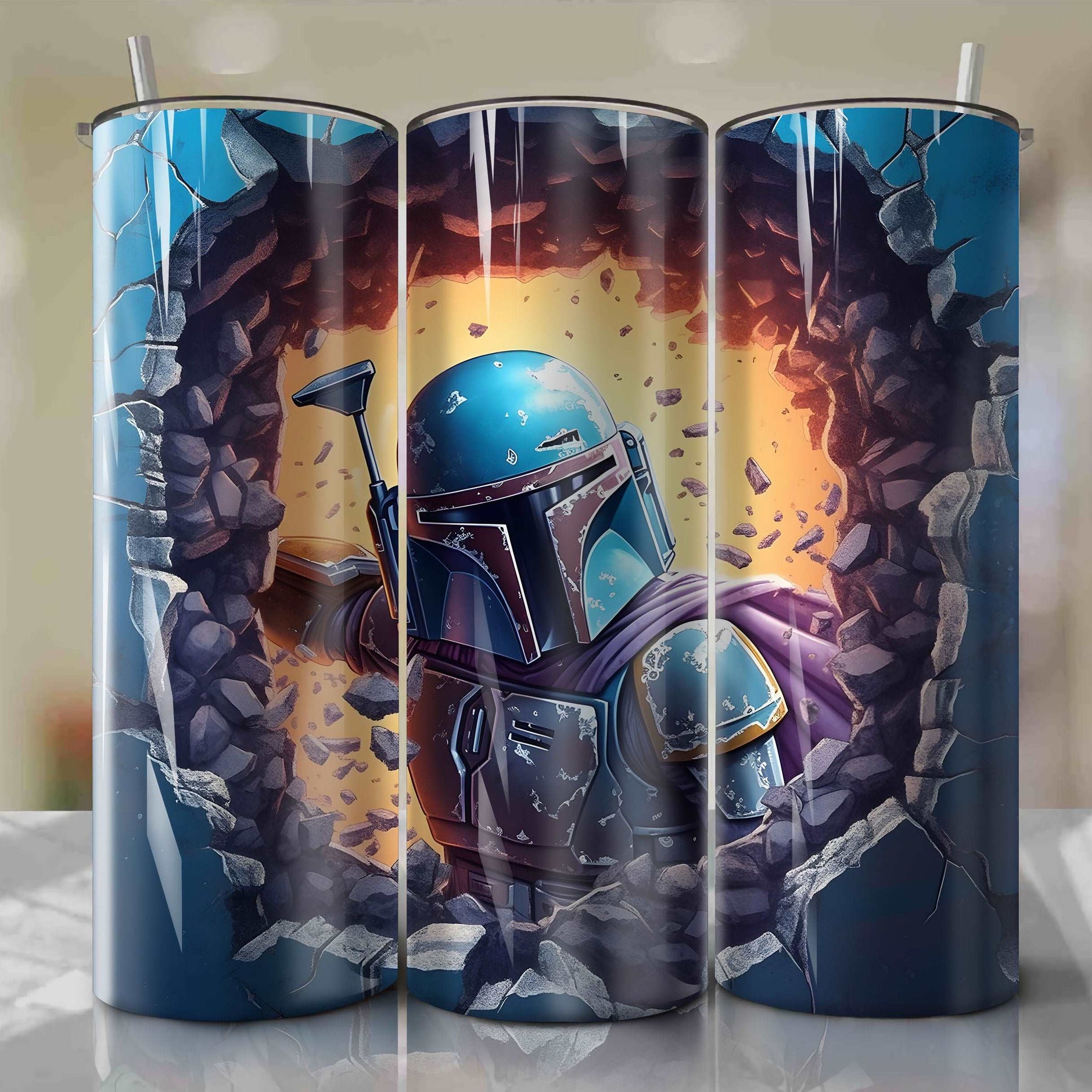 Star Wars Crack 3D Skinny Tumbler 20oz Wrap PNG - Sublimation - Digital Download