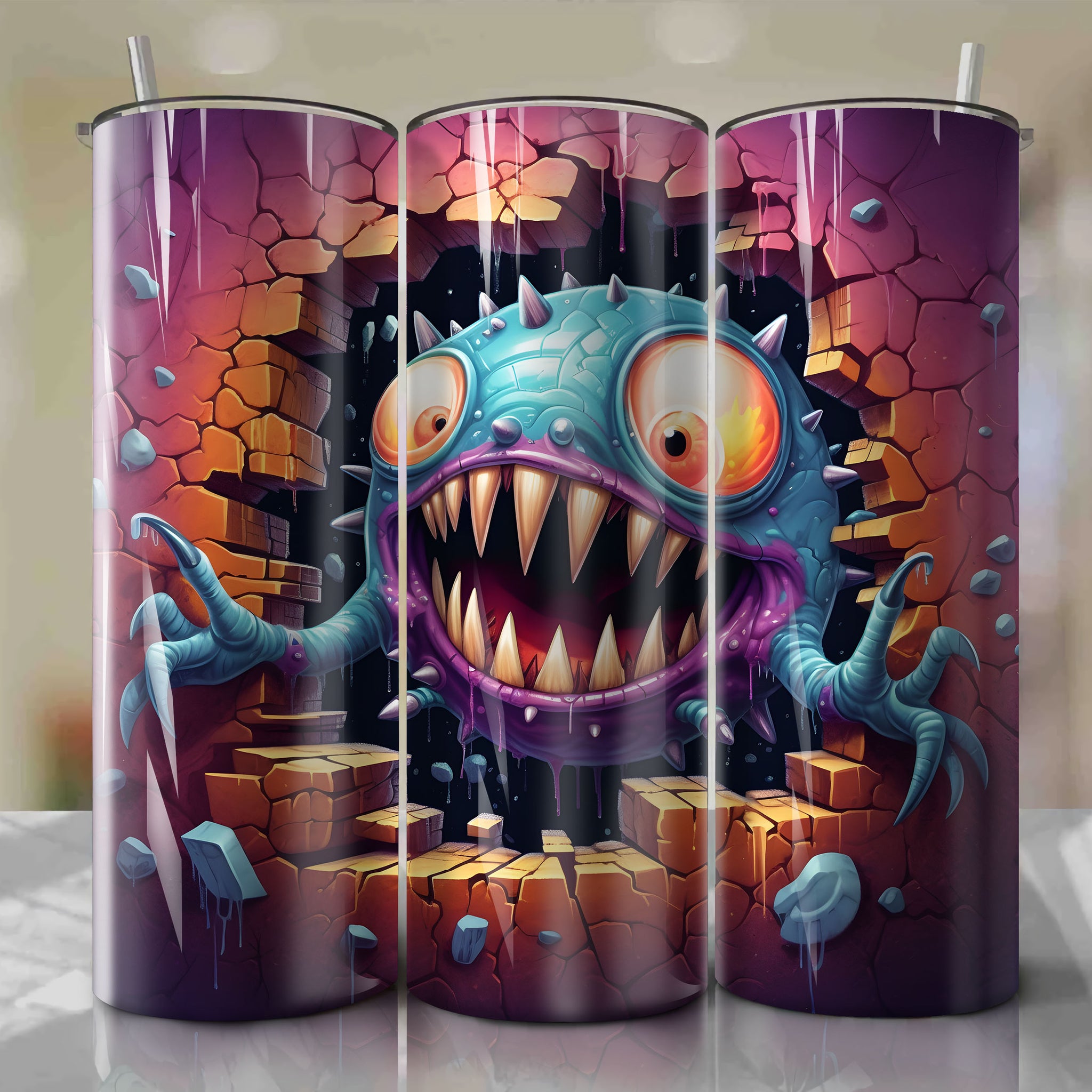 Tamatoa Crack 3D Skinny Tumbler 20oz Wrap PNG - Sublimation - Digital Download