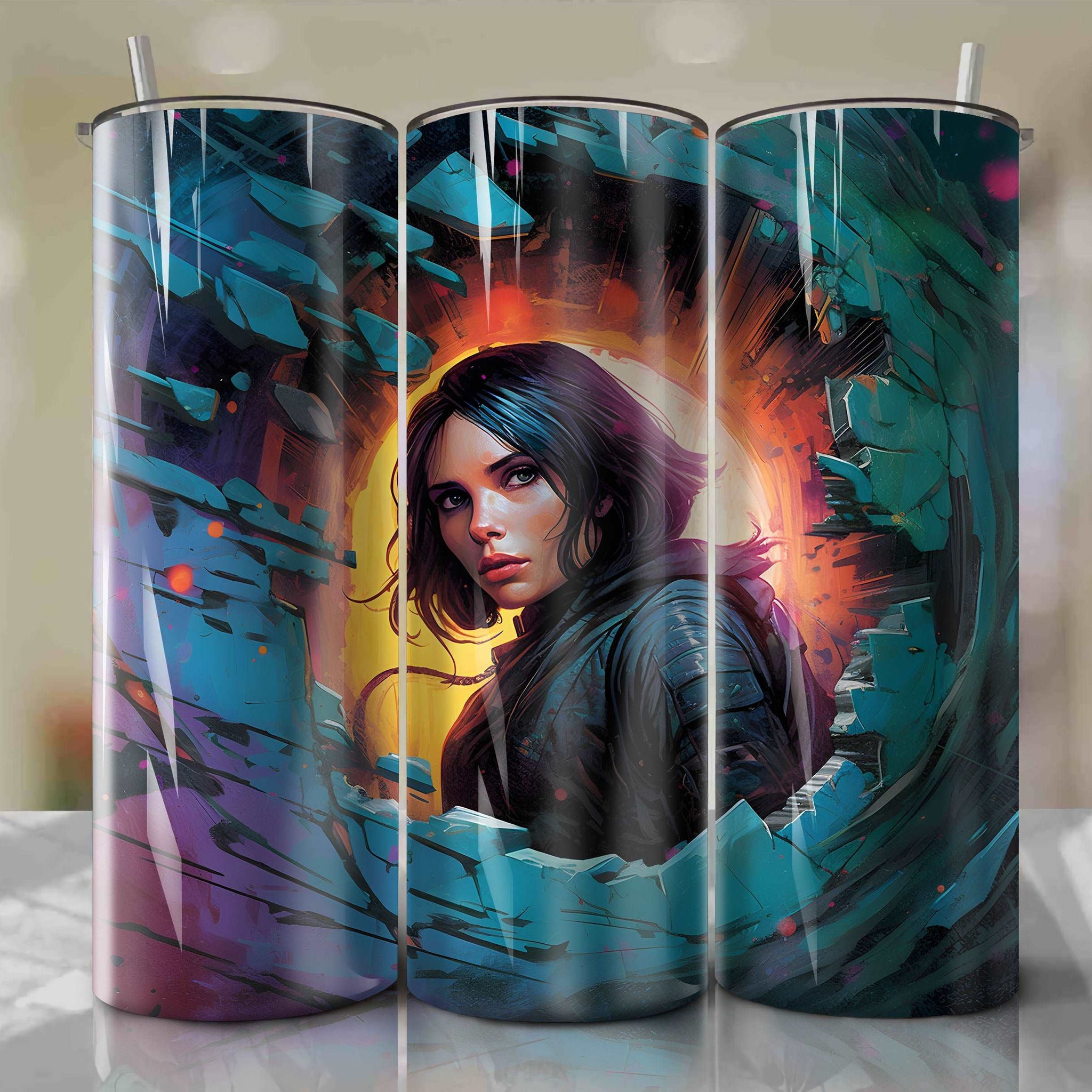 Star Wars Crack 3D Skinny Tumbler 20oz Wrap PNG - Sublimation - Digital Download