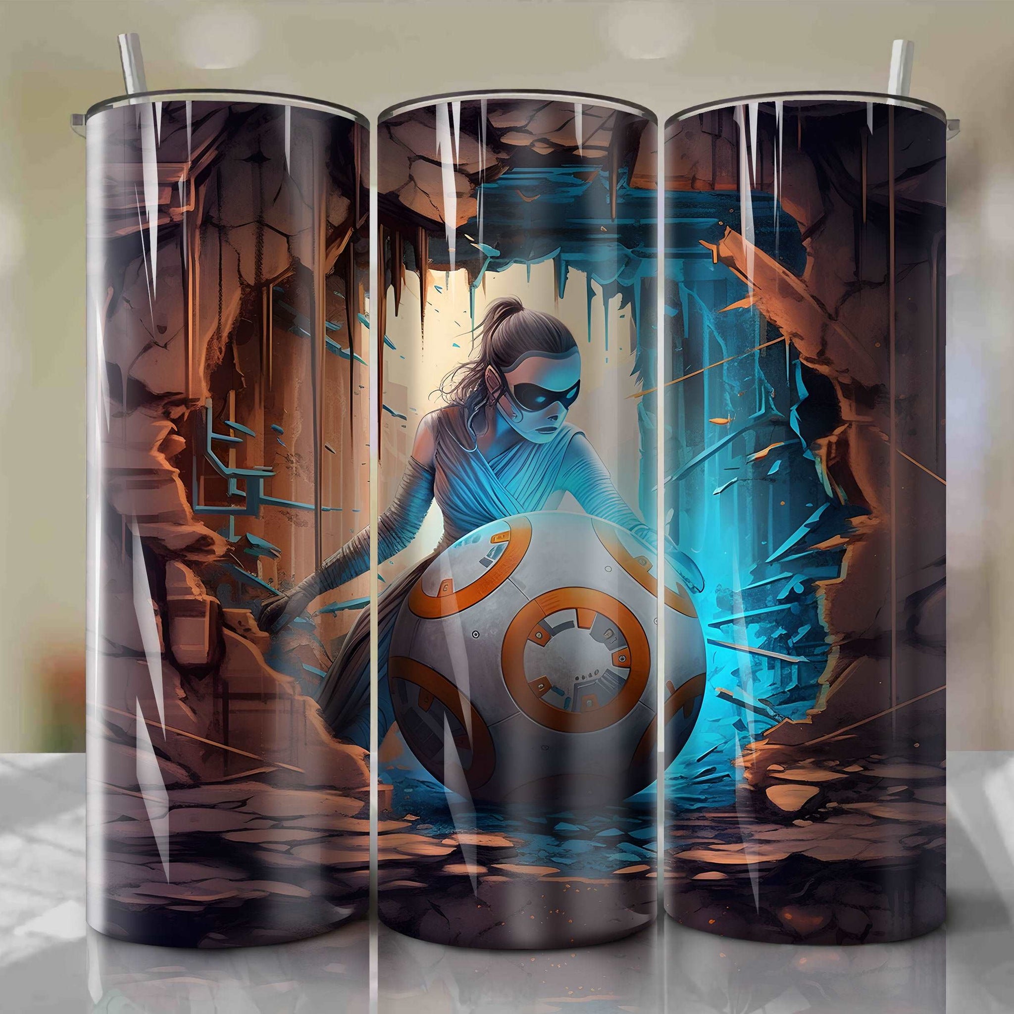 Star Wars Crack 3D Skinny Tumbler 20oz Wrap PNG - Sublimation - Digital Download