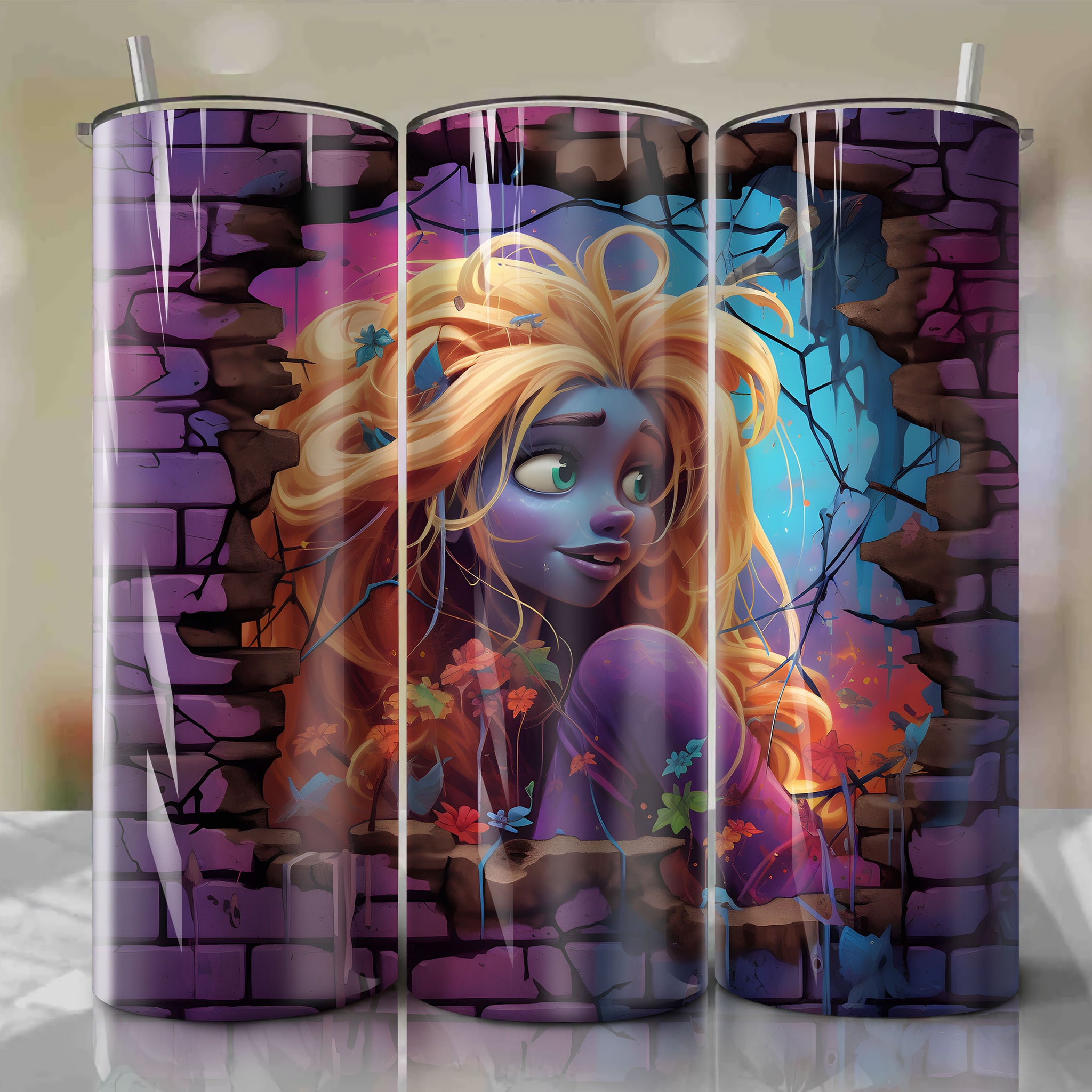 Tangled Crack 3D Skinny Tumbler 20oz Wrap PNG - Sublimation - Digital Download