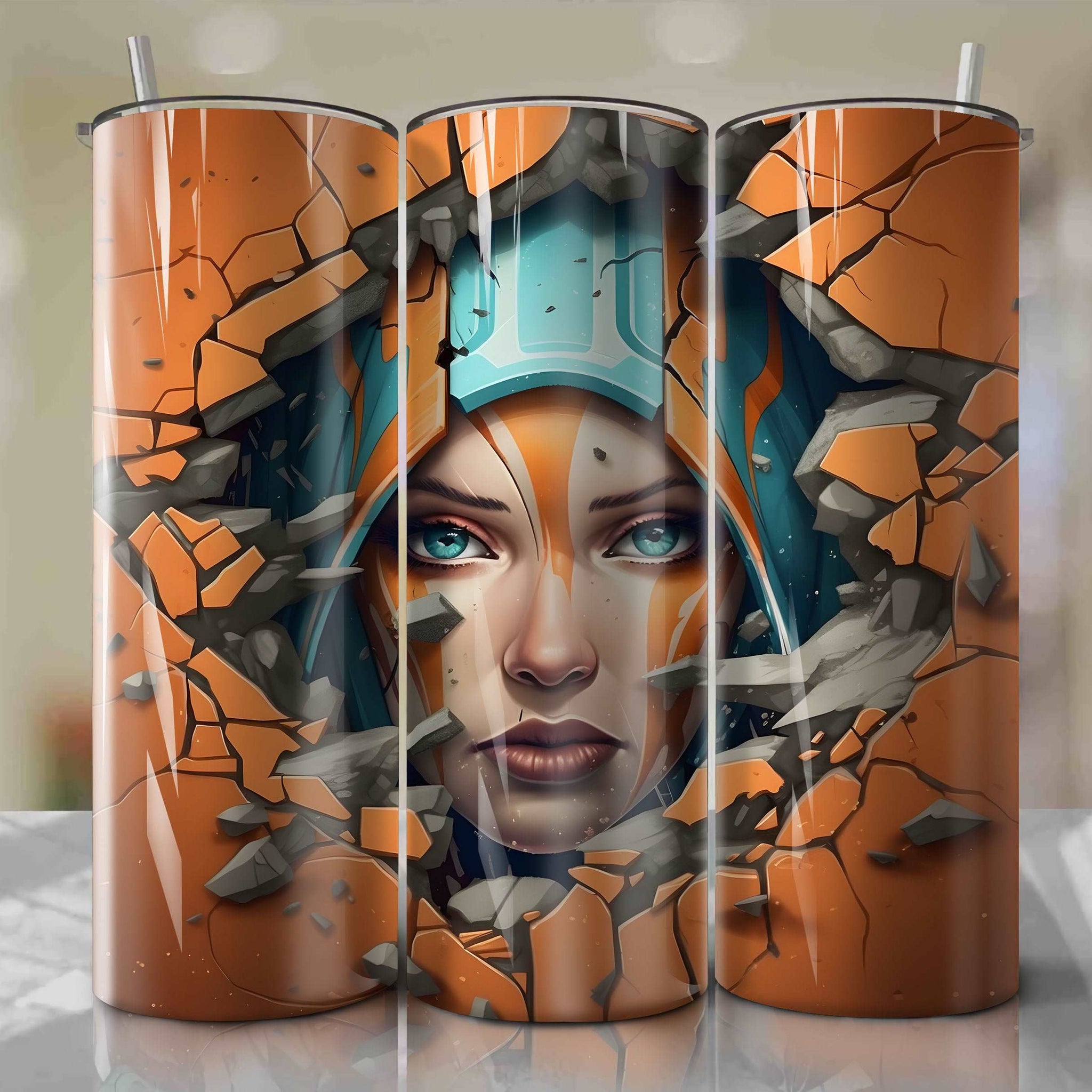 Star Wars Crack 3D Skinny Tumbler 20oz Wrap PNG - Sublimation - Digital Download