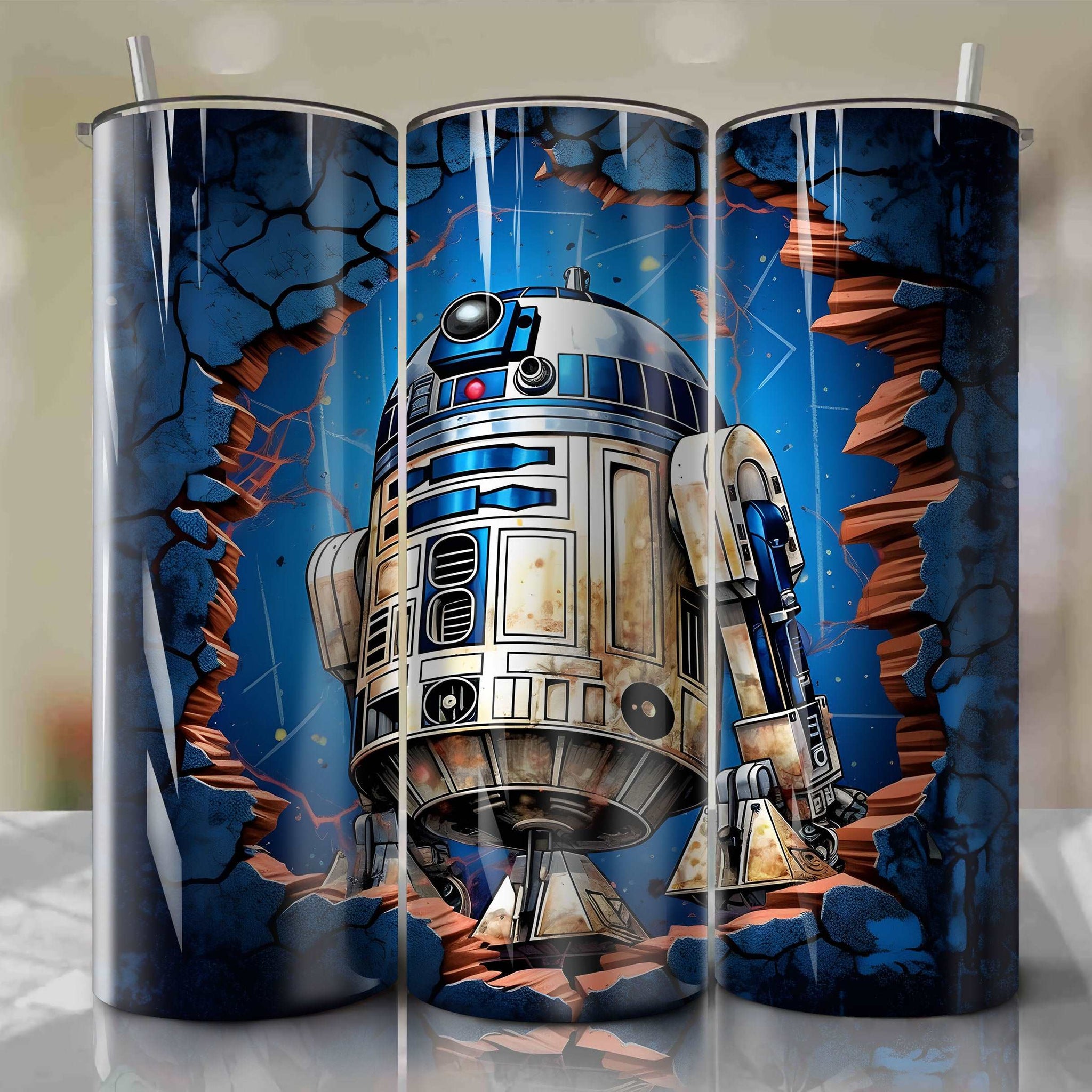 Star Wars Crack 3D Skinny Tumbler 20oz Wrap PNG - Sublimation - Digital Download