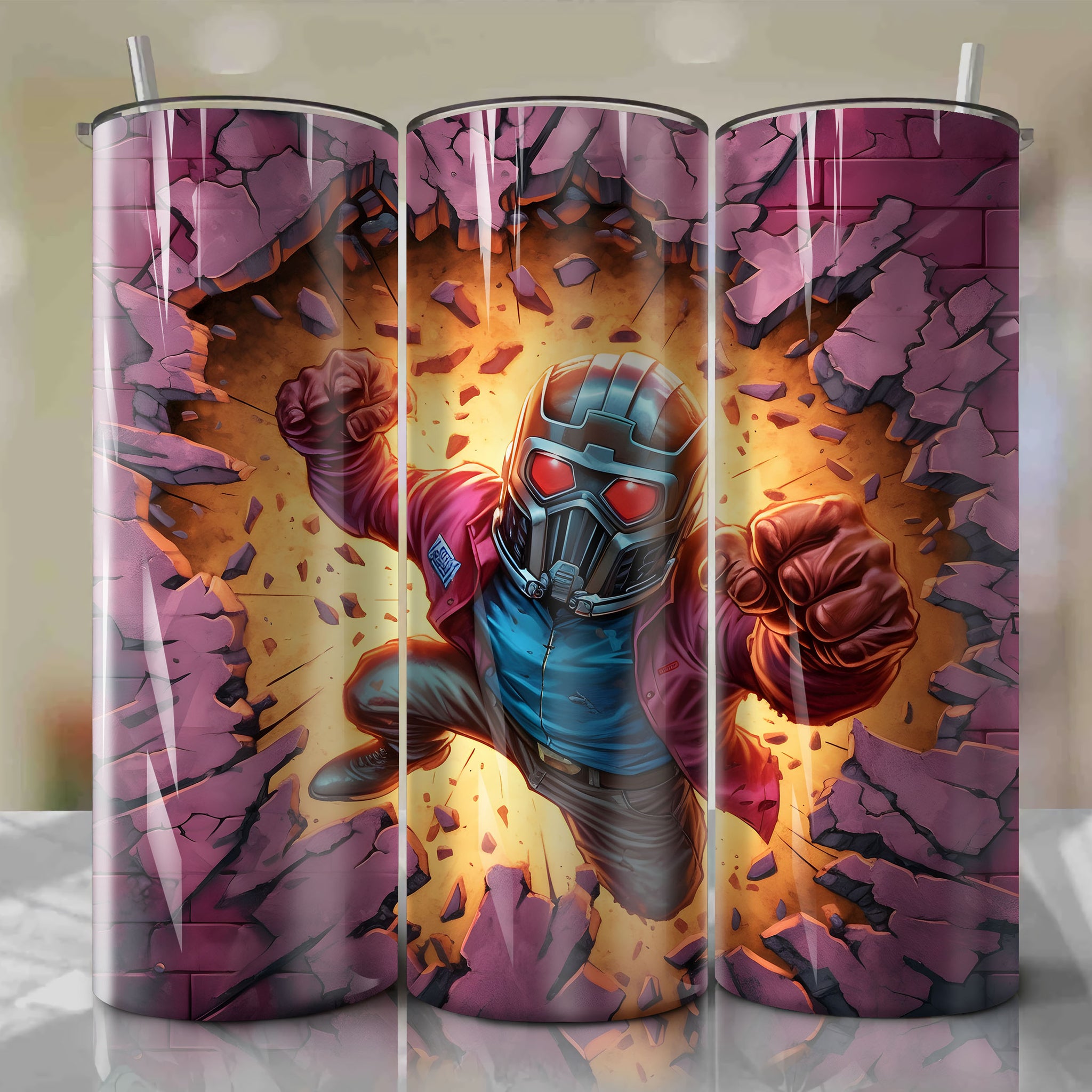 Star-Lord Wrap PNG Skinny Tumbler 20oz - Sublimation 3D Cracked Design | Digital Download