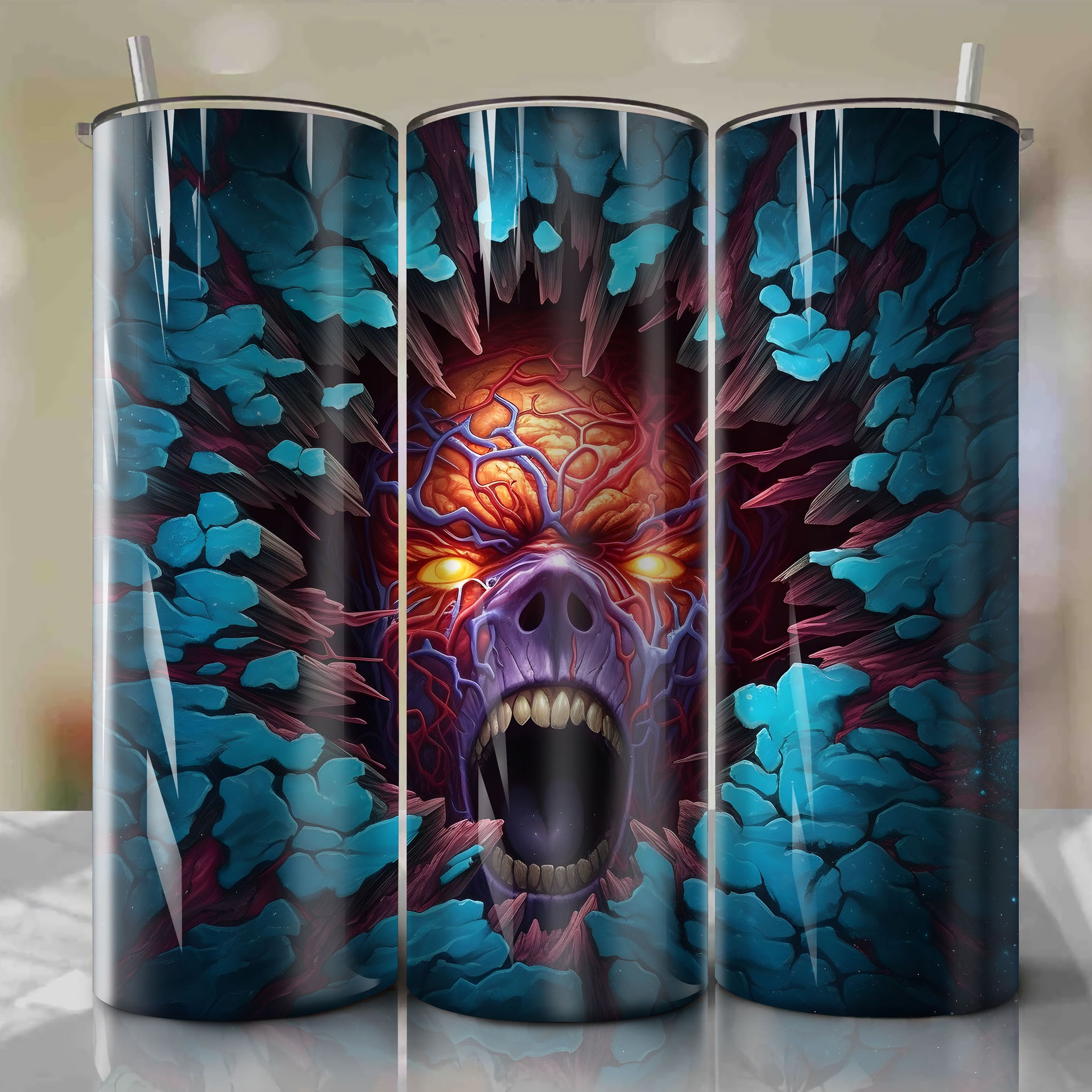 Nebula Wrap PNG Skinny Tumbler 20oz - Sublimation 3D Cracked Design | Digital Download