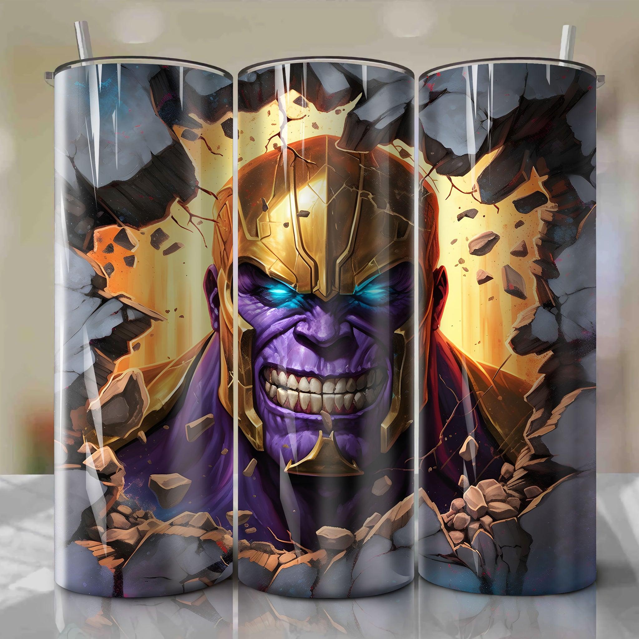 Thanos Wrap PNG Skinny Tumbler 20oz - Sublimation 3D Cracked Design | Digital Download