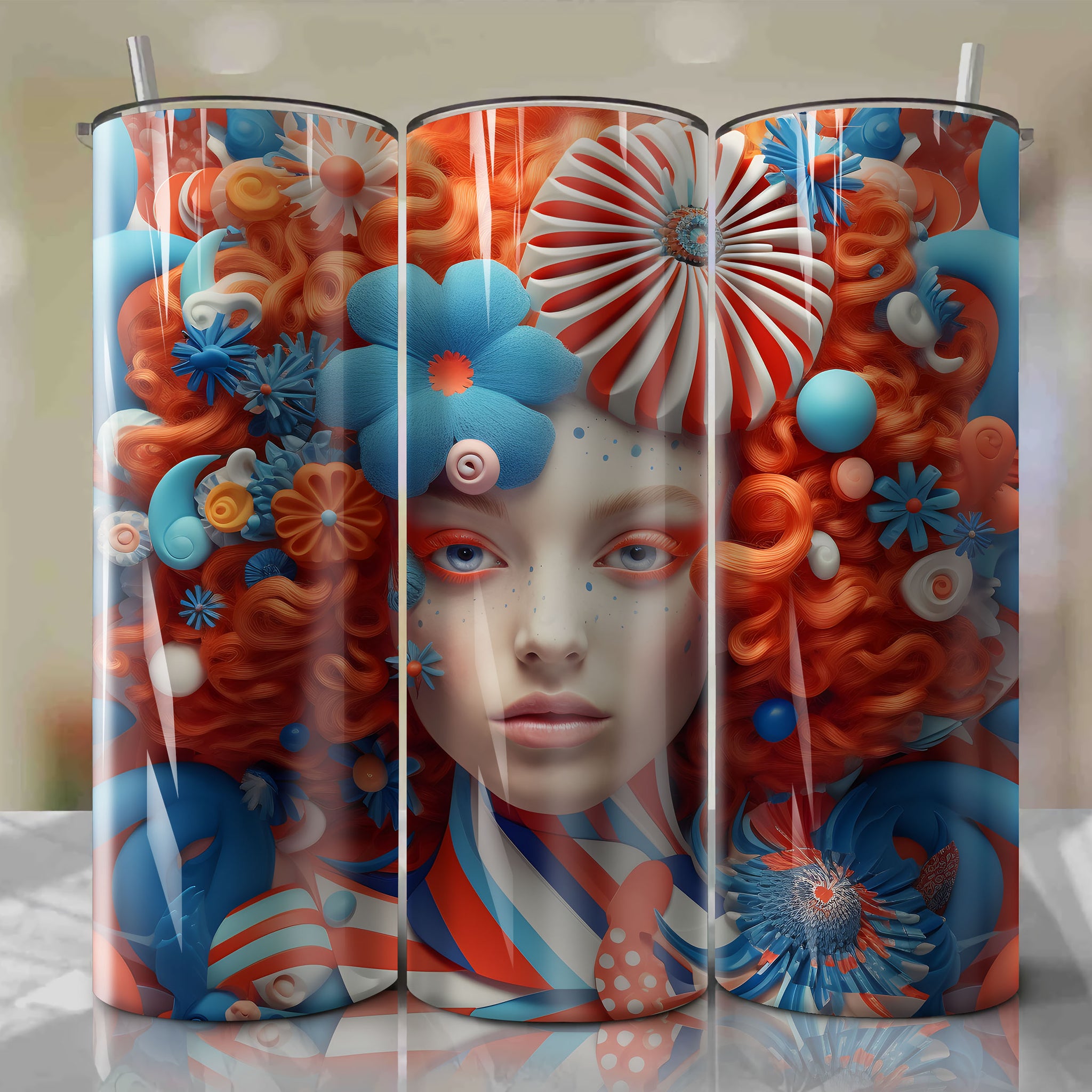 Inside Out - Joy Wrap PNG Skinny Tumbler 20oz - Sublimation 3D 4th Of July | Digital Download