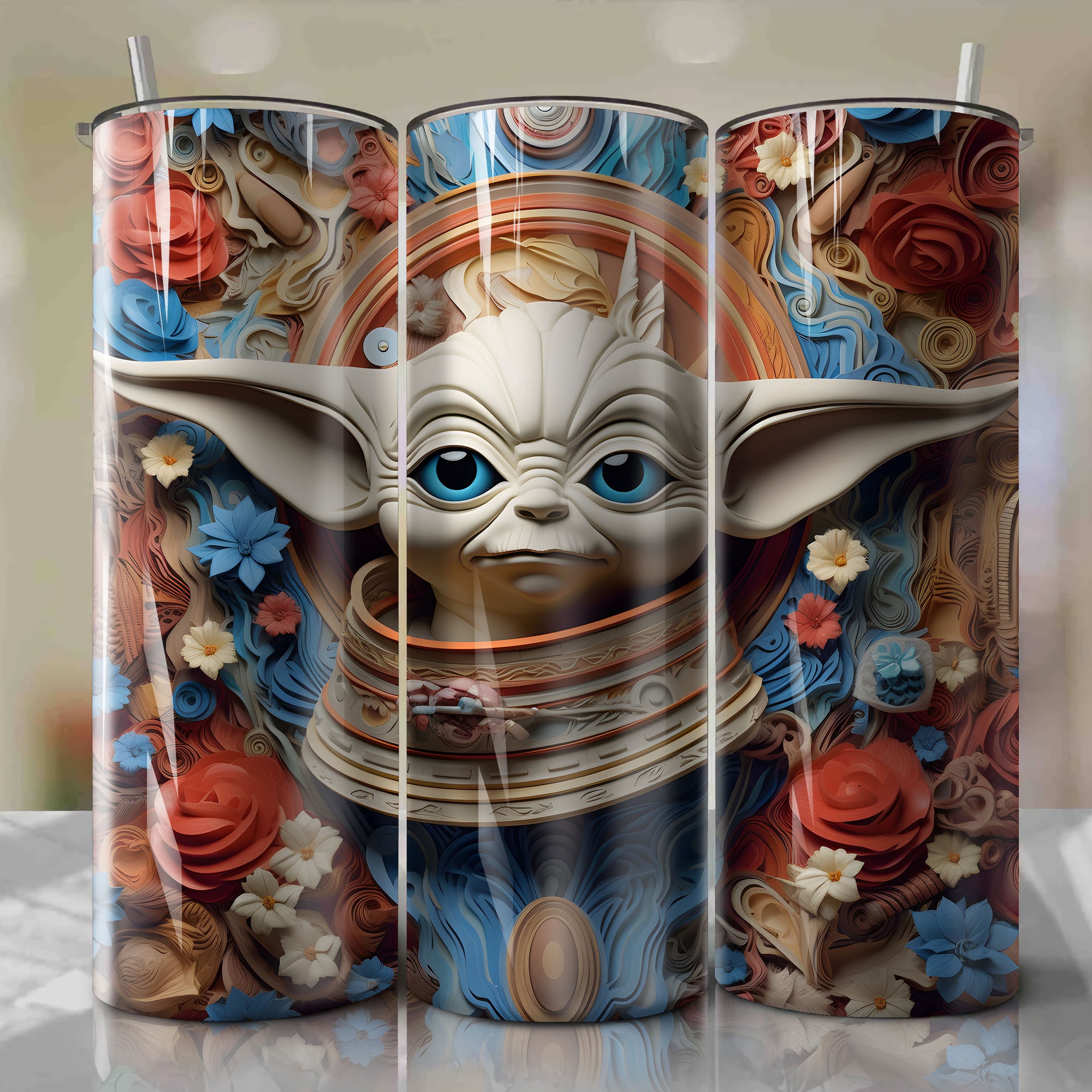 Star Wars - Baby Yoda Wrap PNG Skinny Tumbler 20oz - Sublimation 3D 4th Of July | Digital Download