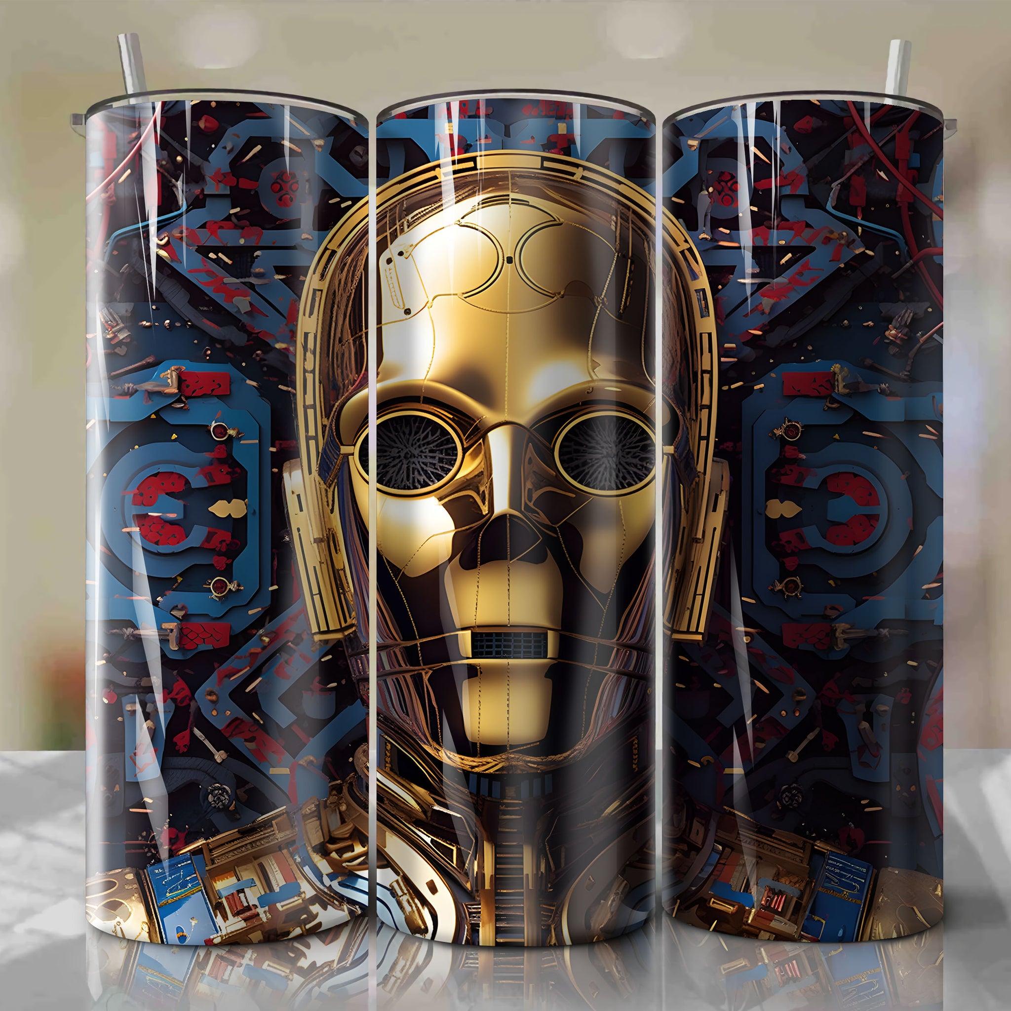 Star Wars - C-3PO Wrap PNG Skinny Tumbler 20oz - Sublimation 3D 4th Of July | Digital Download