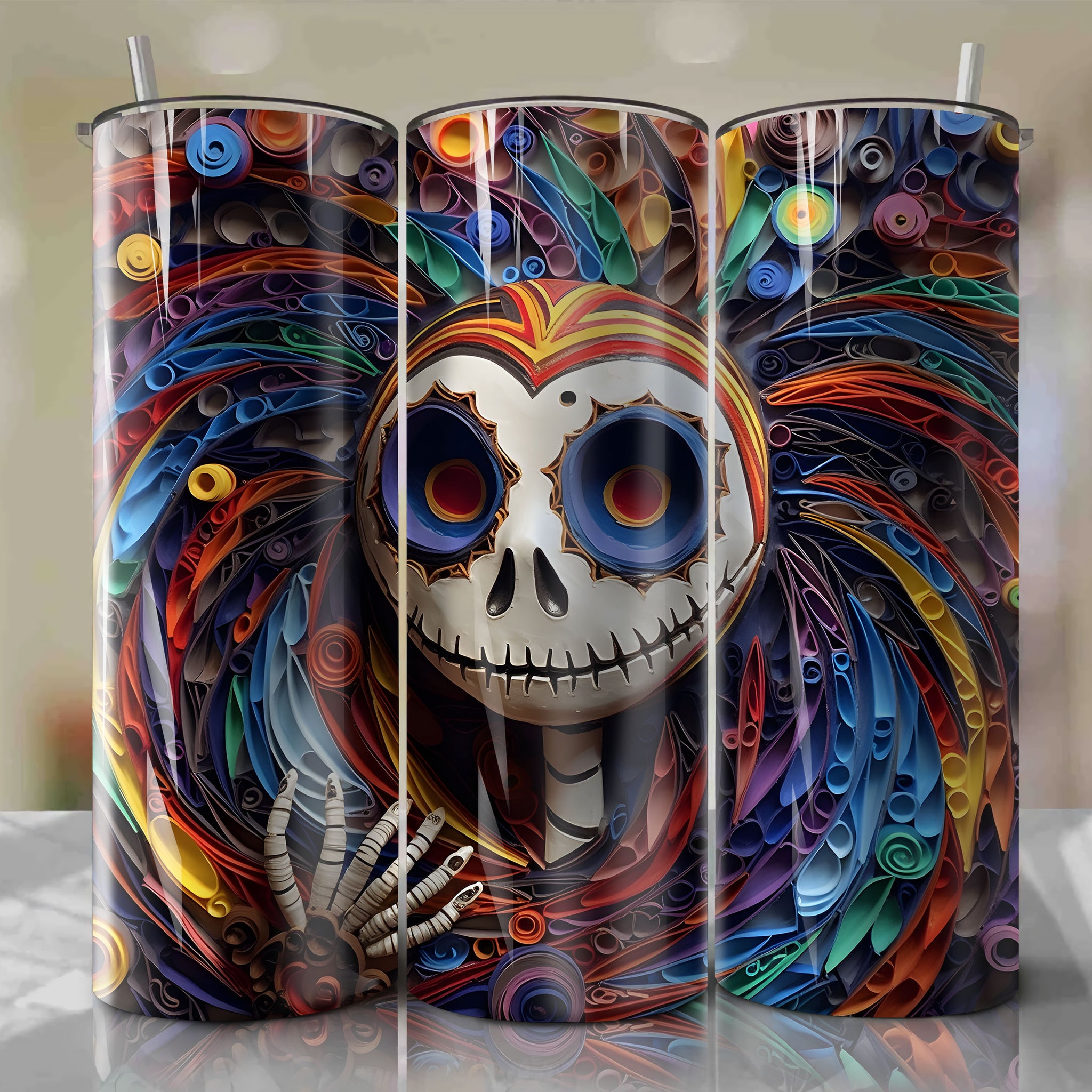 Jack Skellington Wrap PNG Skinny Tumbler 20oz - Sublimation 3D 4th Of July | Digital Download