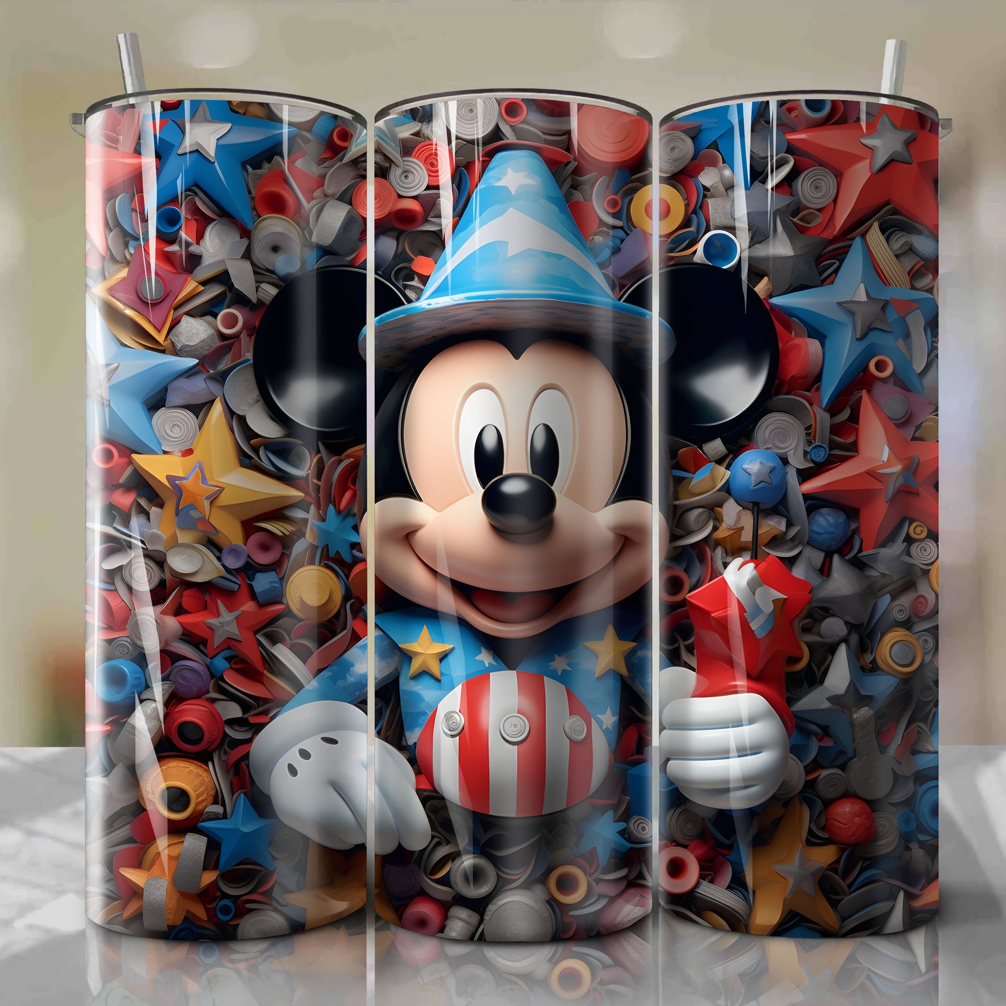 Mickey Mouse Wrap PNG Skinny Tumbler 20oz - Sublimation 3D 4th Of July | Digital Download