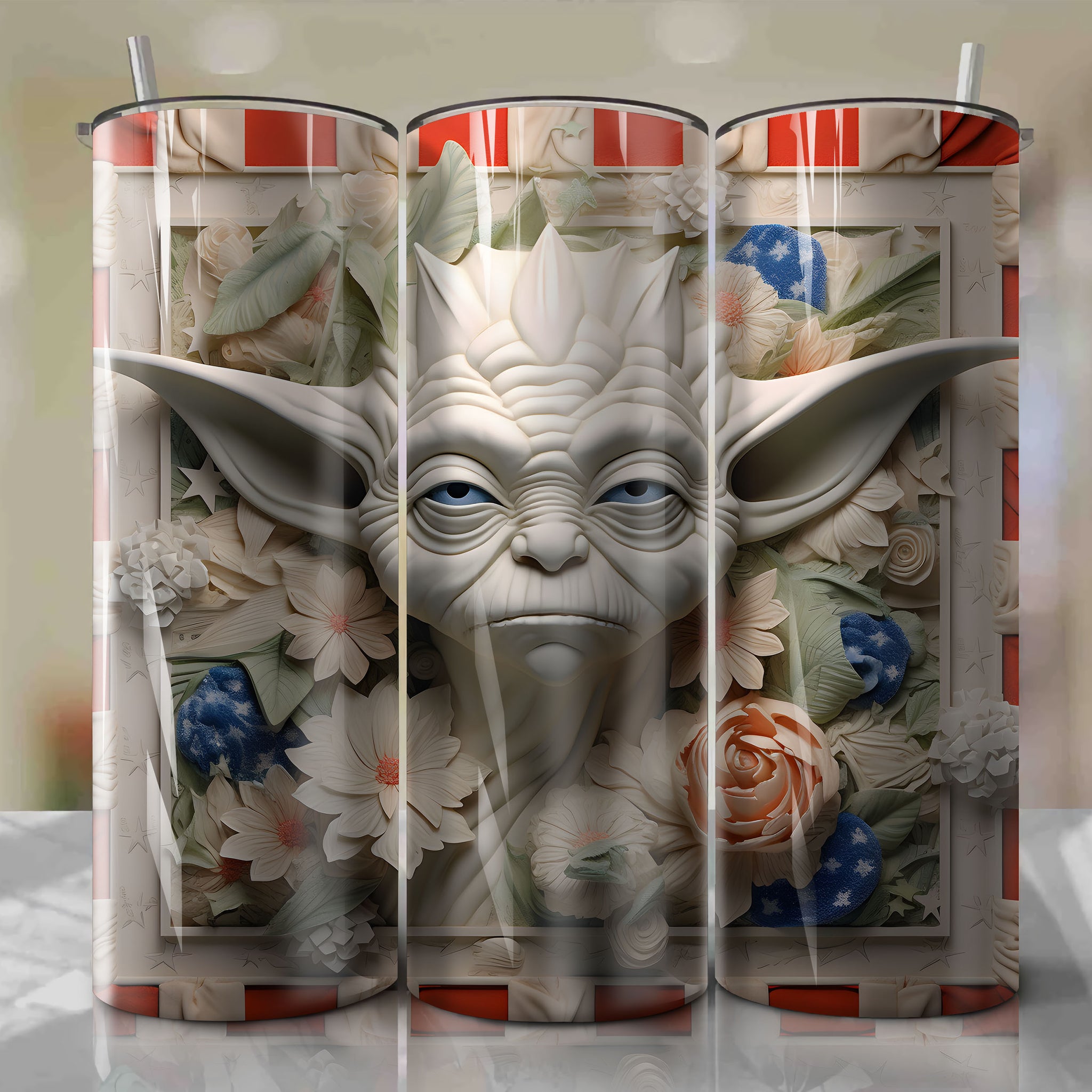 Star Wars - Yoda Wrap PNG Skinny Tumbler 20oz - Sublimation 3D 4th Of July | Digital Download