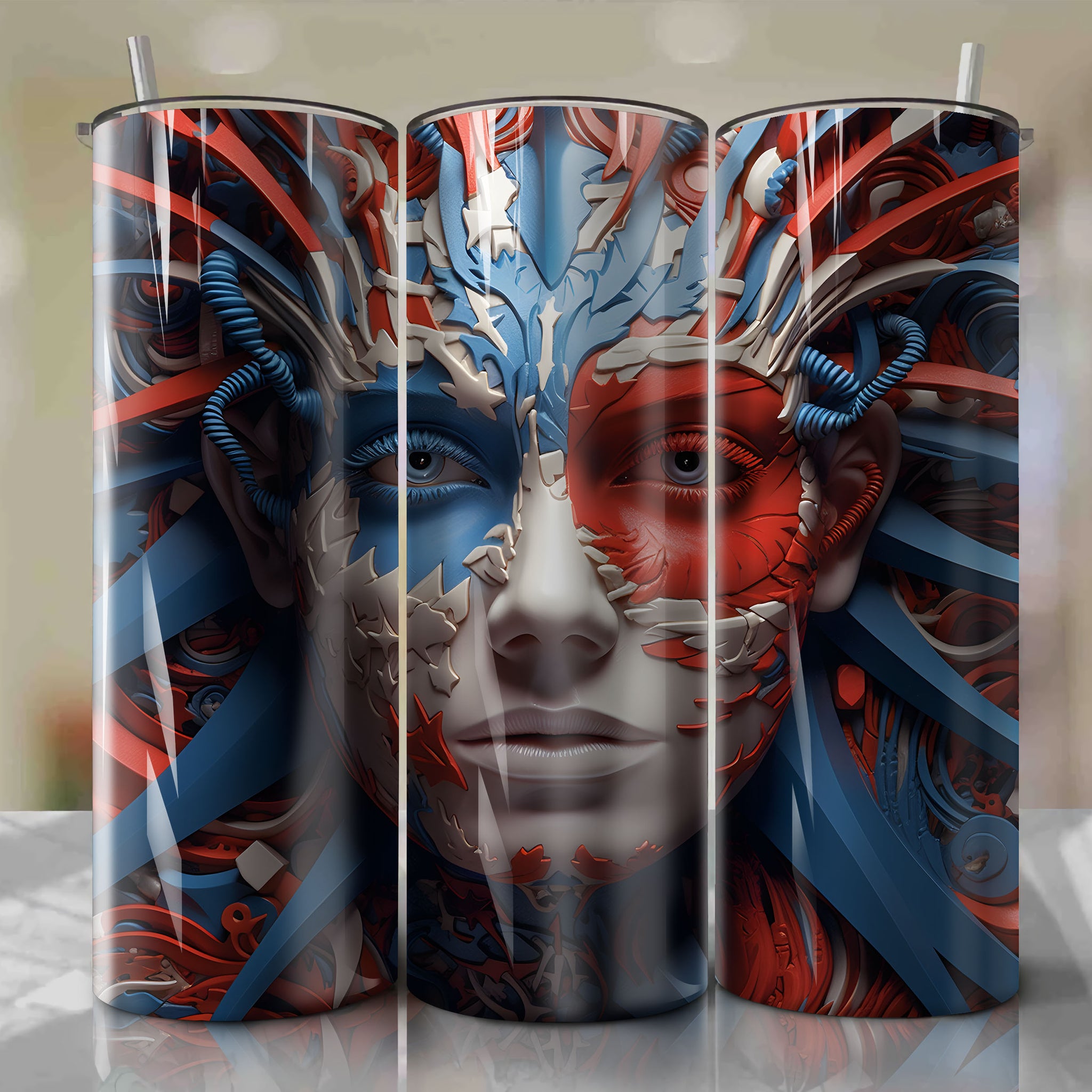 Scar Wrap PNG Skinny Tumbler 20oz - Sublimation 3D 4th Of July | Digital Download