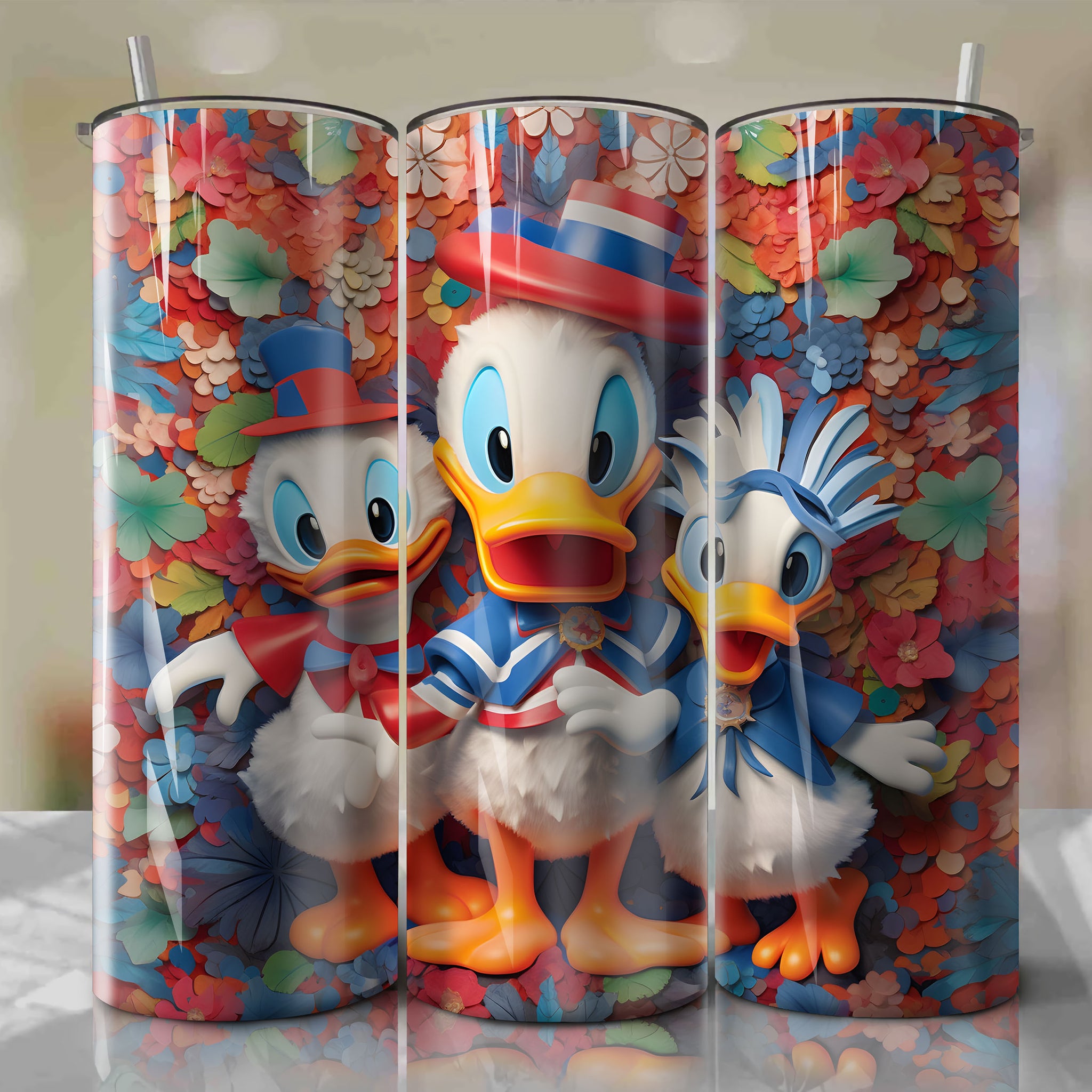 Huey Dewey and Louie Wrap PNG Skinny Tumbler 20oz - Sublimation 3D 4th Of July | Digital Download