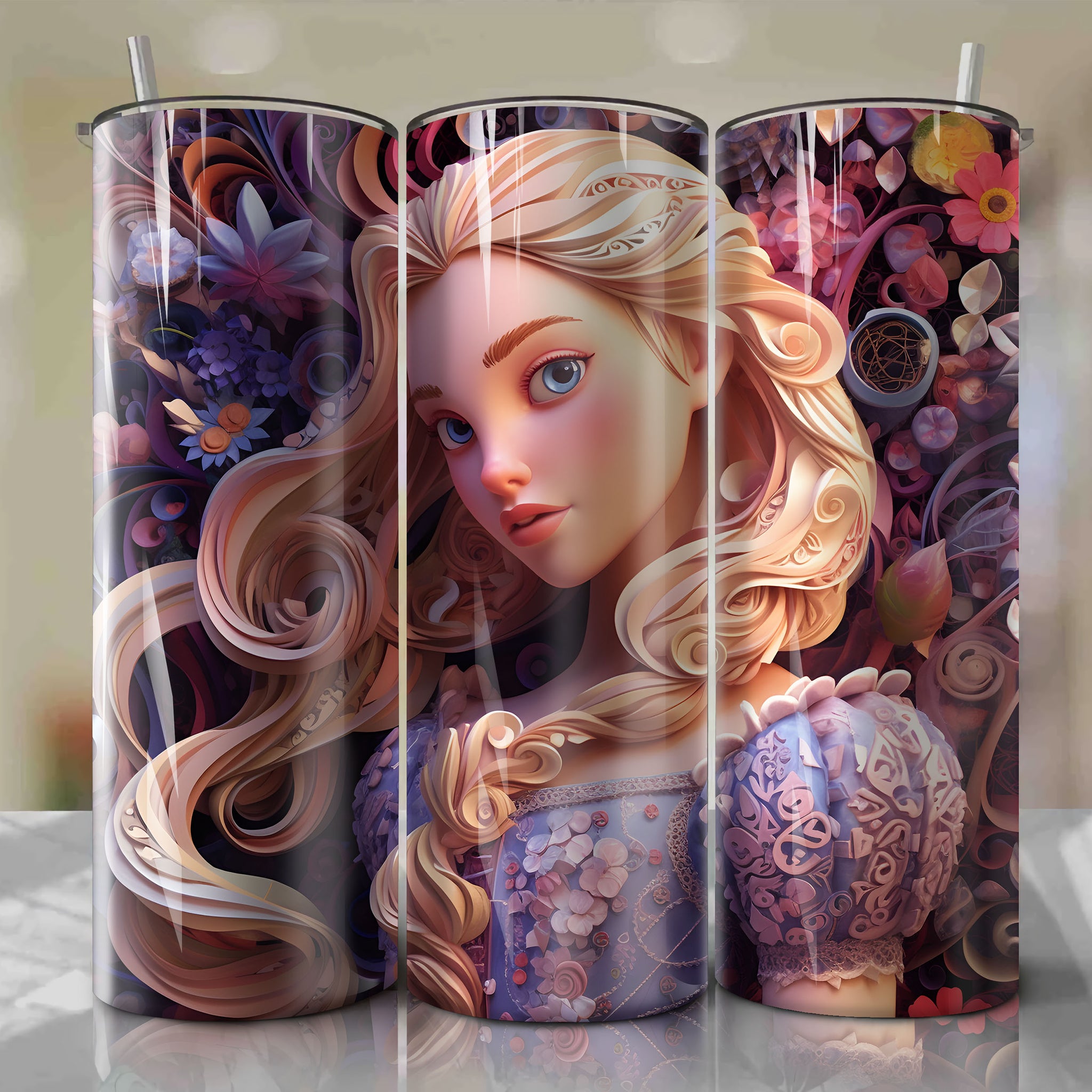 Tangled - Rapunzel Wrap PNG Skinny Tumbler 20oz - Sublimation 3D 4th Of July | Digital Download