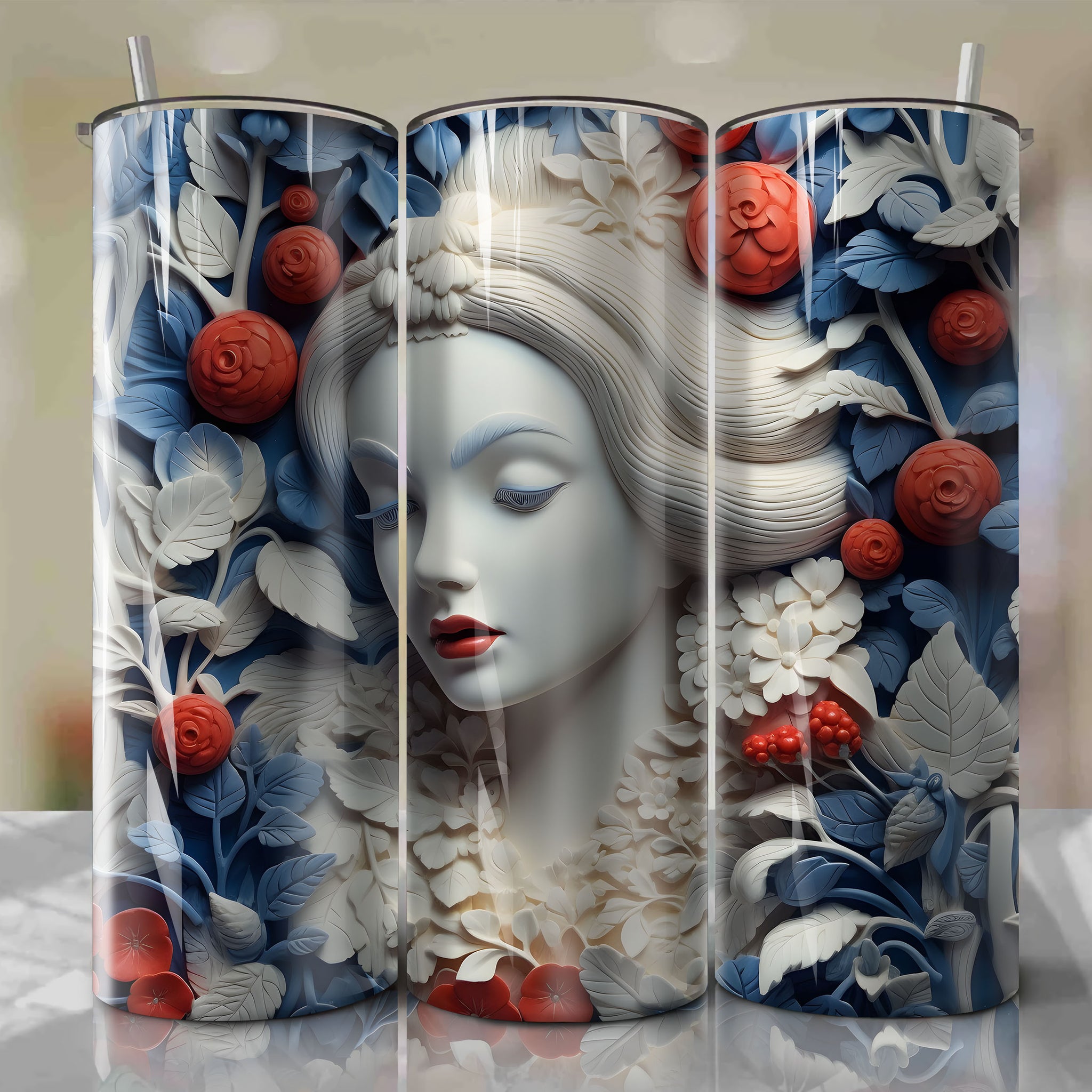 Snow White Wrap PNG Skinny Tumbler 20oz - Sublimation 3D 4th Of July | Digital Download