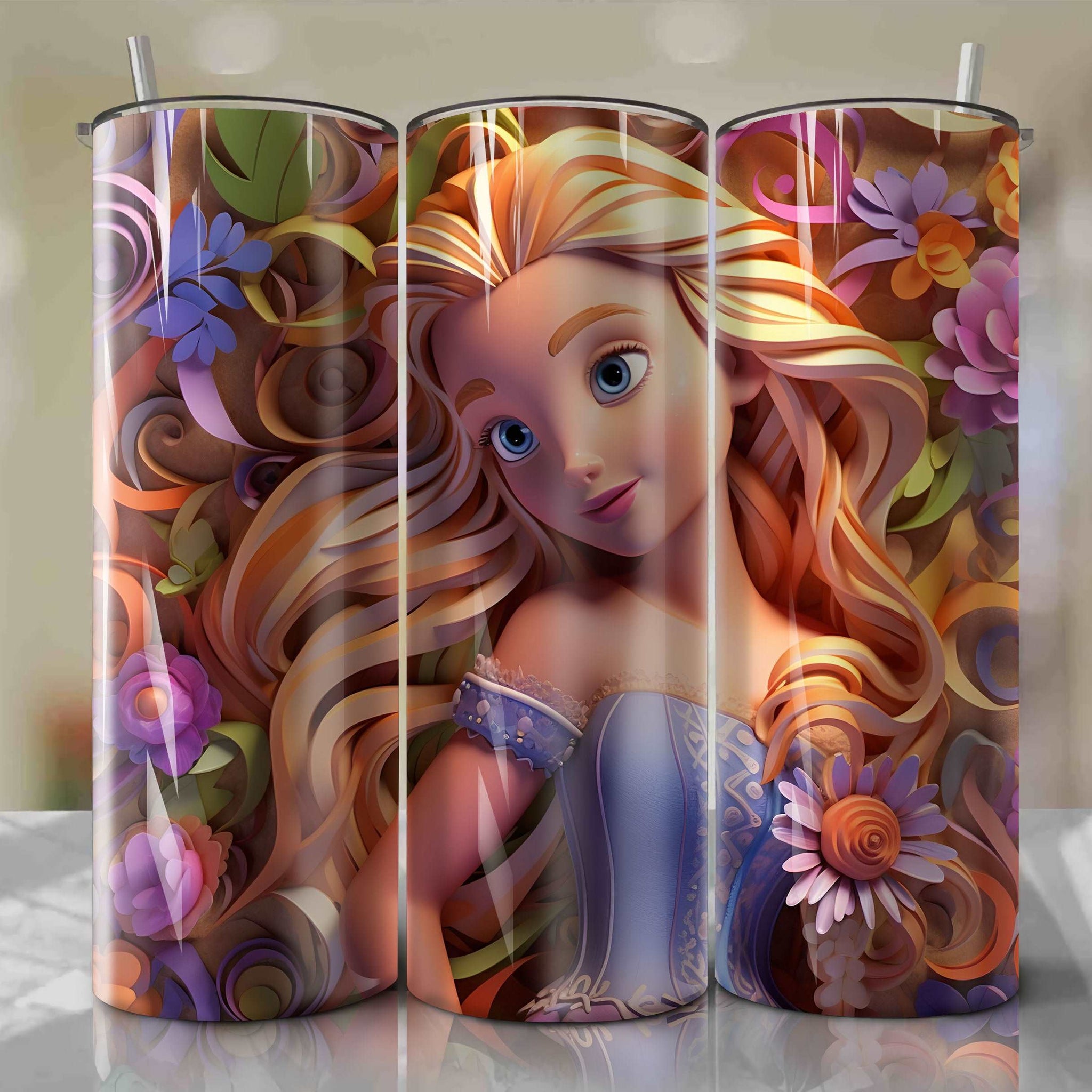 Tangled - Rapunzel Wrap PNG Skinny Tumbler 20oz - Sublimation 3D 4th Of July | Digital Download