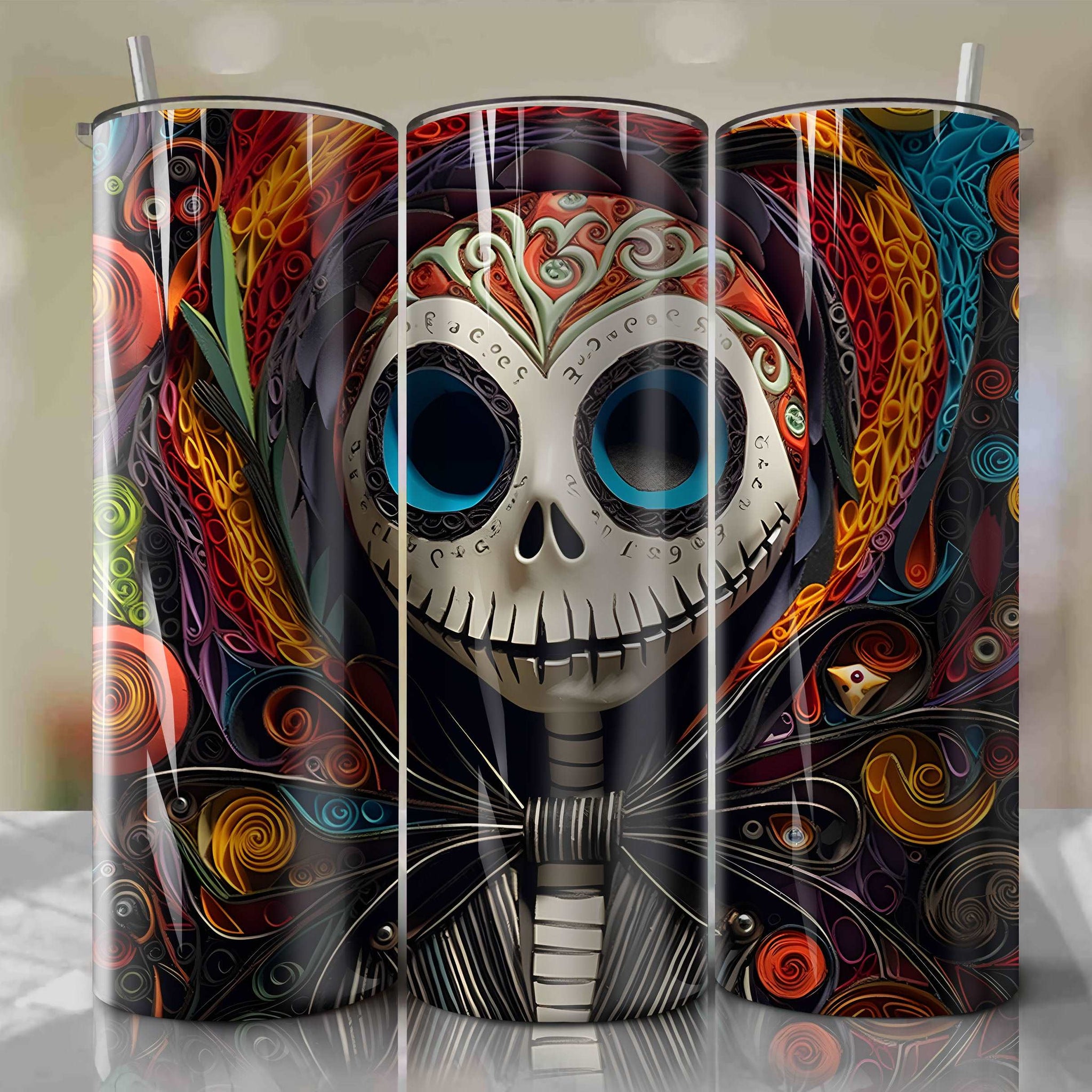 Jack Skellington Wrap PNG Skinny Tumbler 20oz - Sublimation 3D 4th Of July | Digital Download